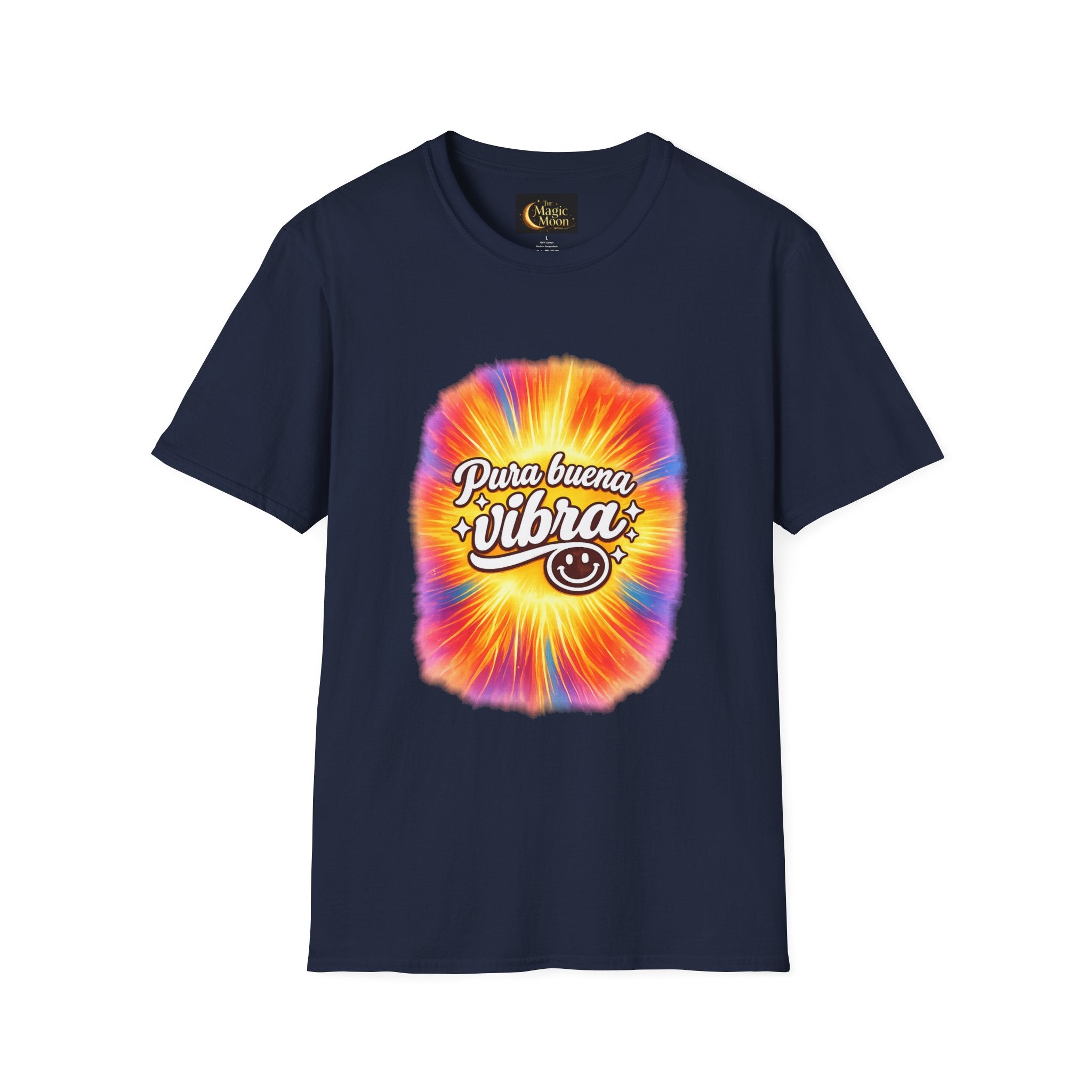 Pura Buena Vibra T-Shirt — Rainbow Tie-Dye Smile Tee