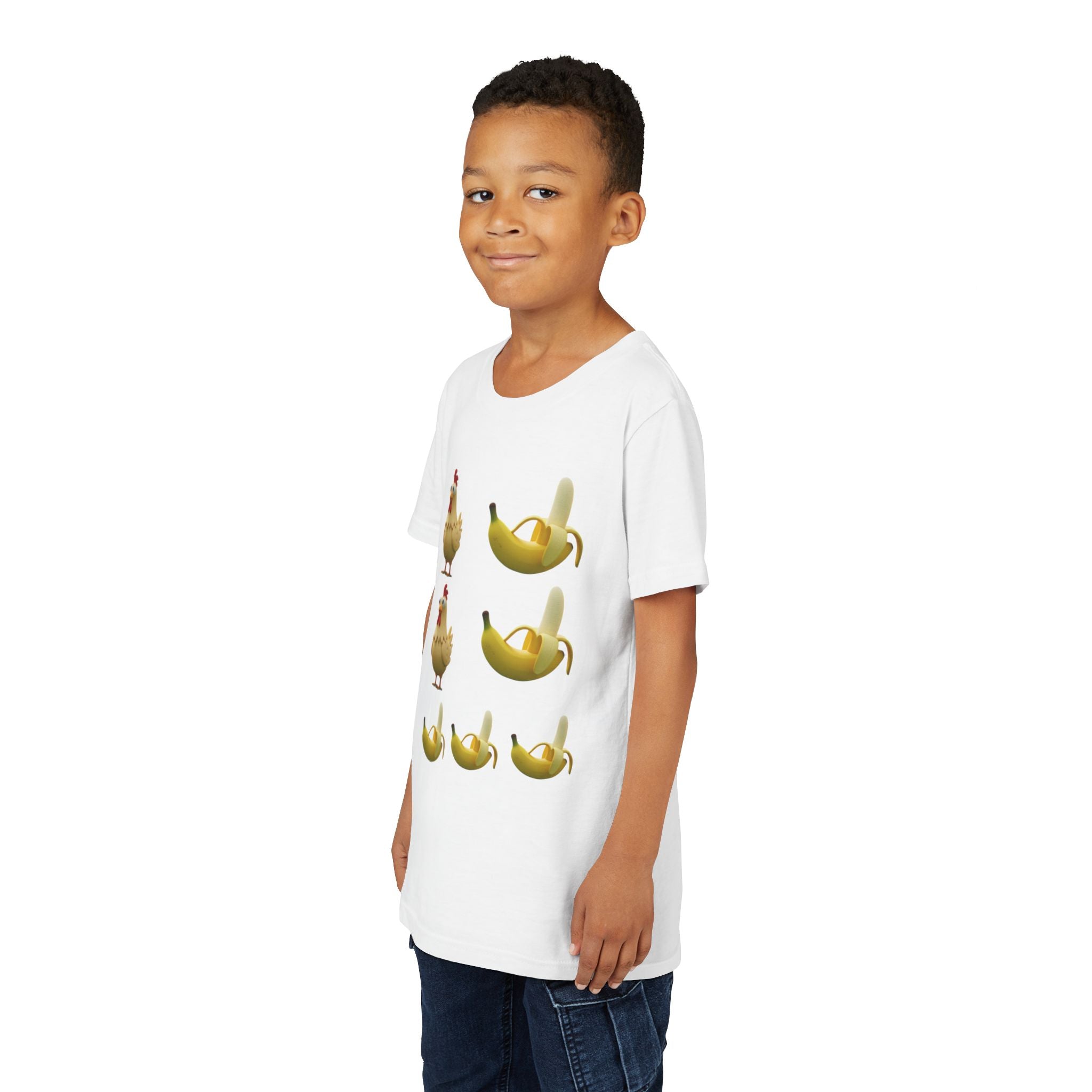 Youth Tee — Funny Chicken and Banana Emoji Pattern Kids T-Shirt