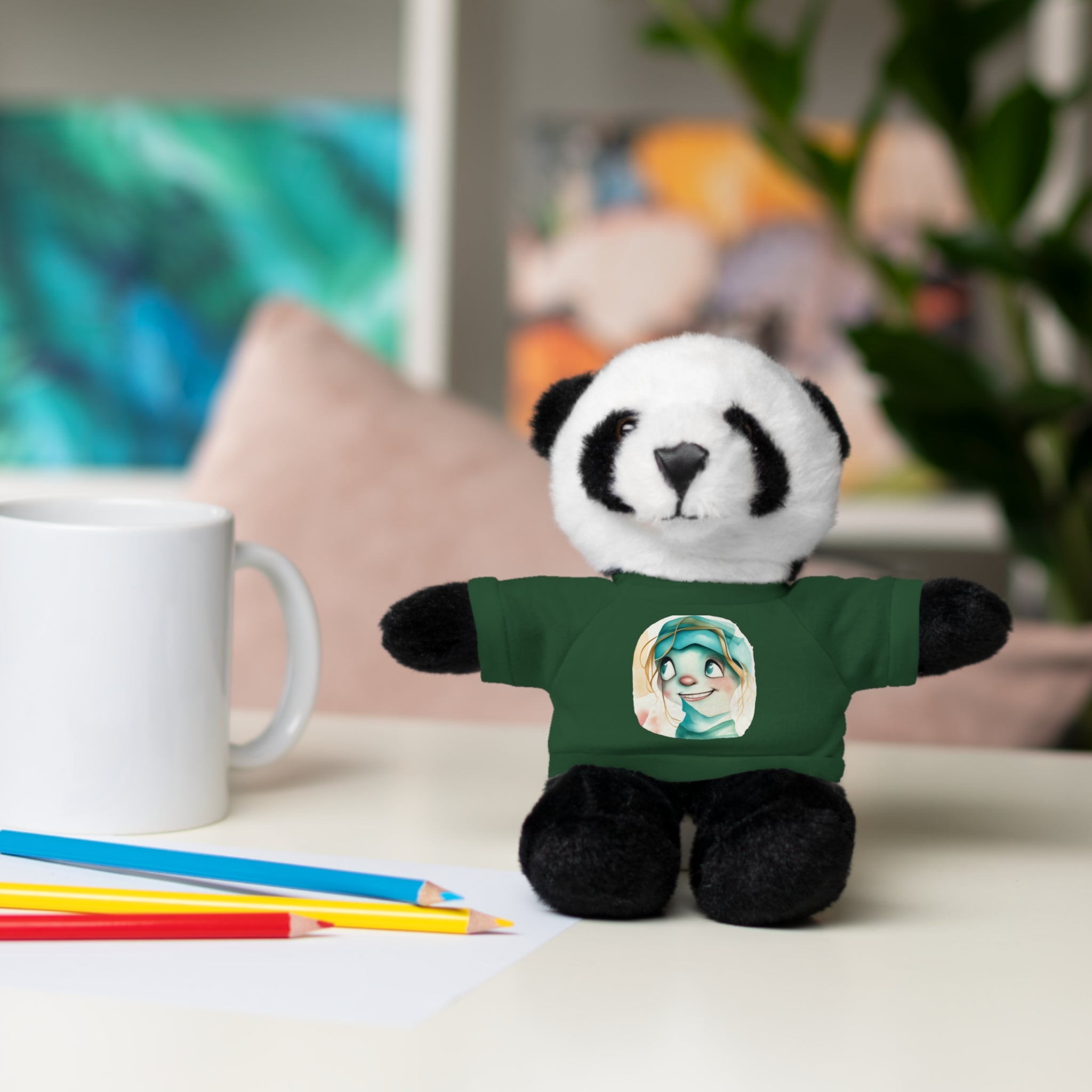 Personalized Plush Bear with Custom Tee — Cute Cartoon Portrait
