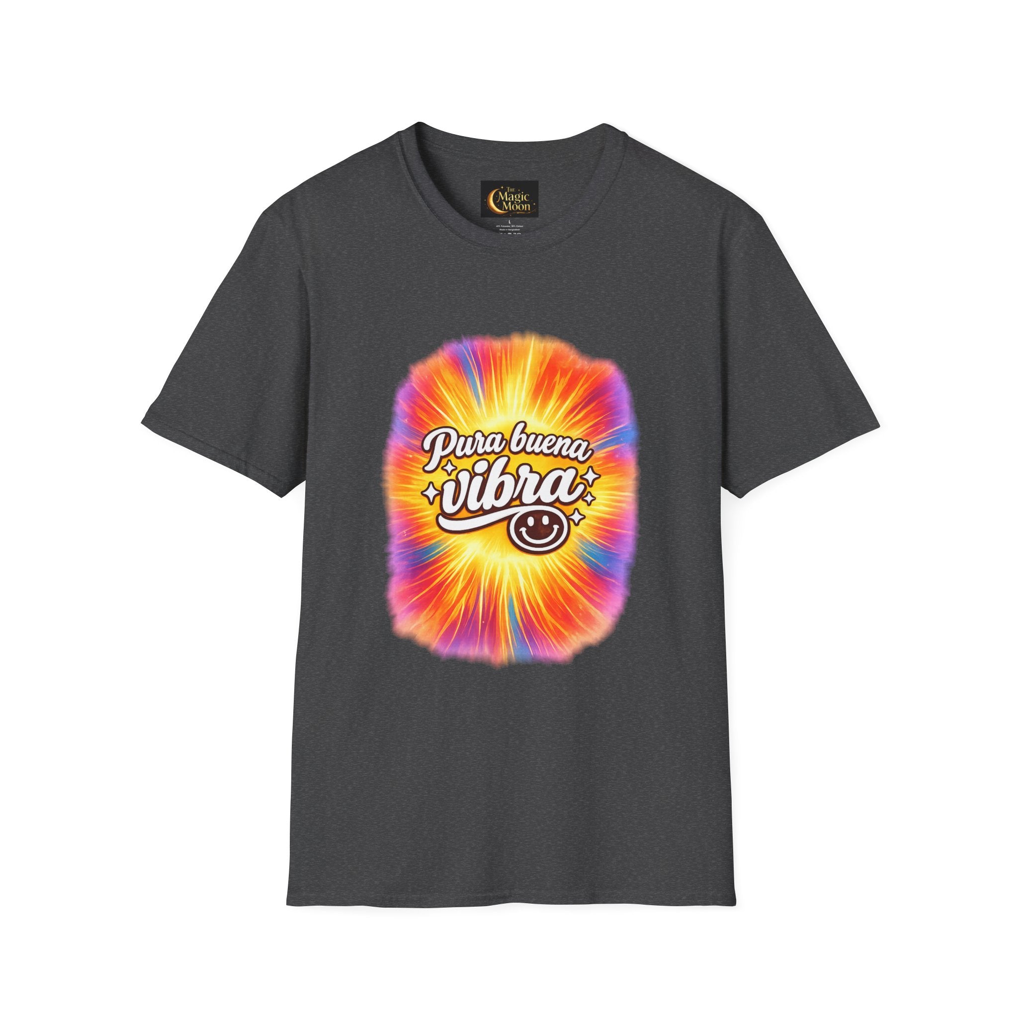 Pura Buena Vibra T-Shirt — Rainbow Tie-Dye Smile Tee