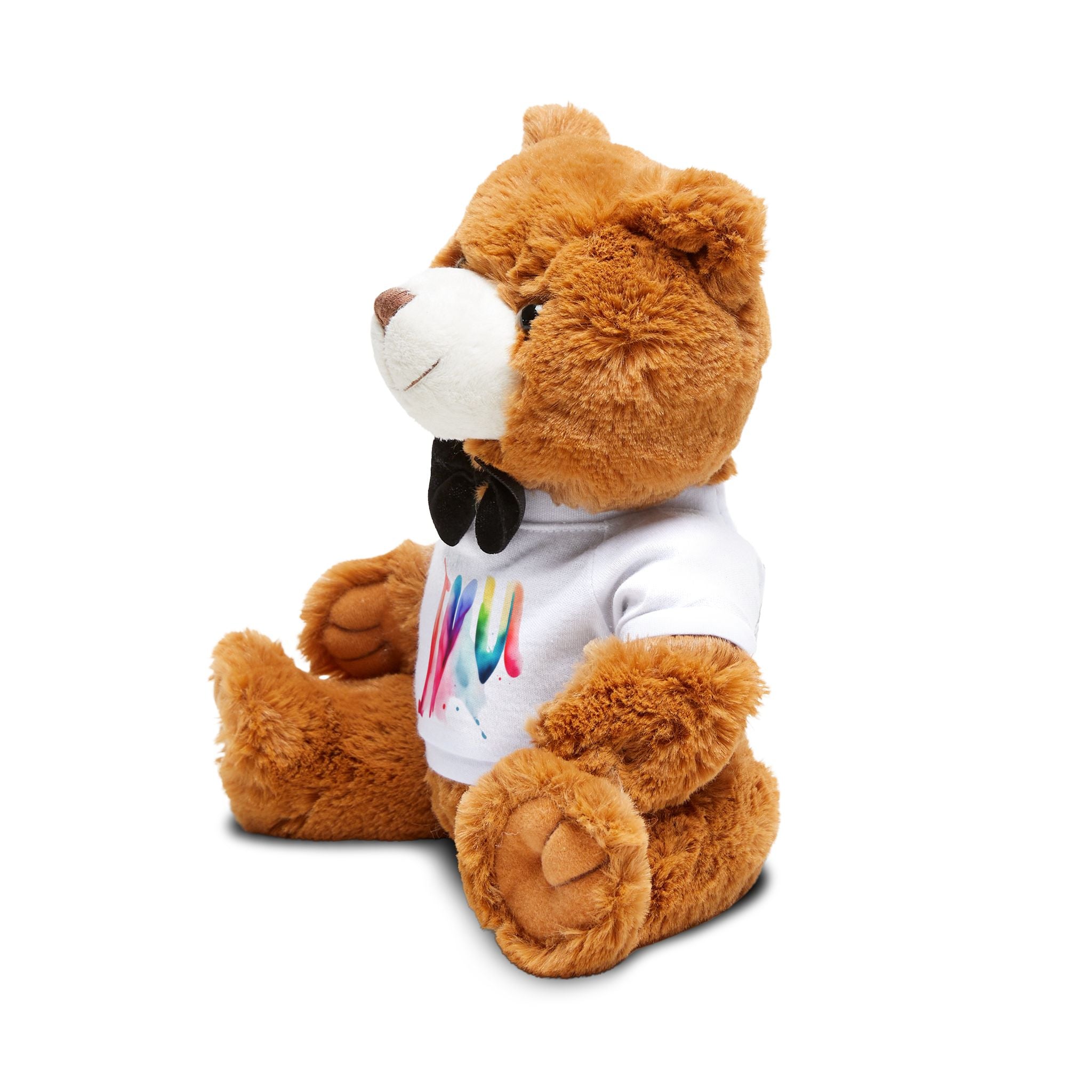 Plush Teddy Bear with Rainbow T-Shirt — Cute Gift for Kids & Valentine's