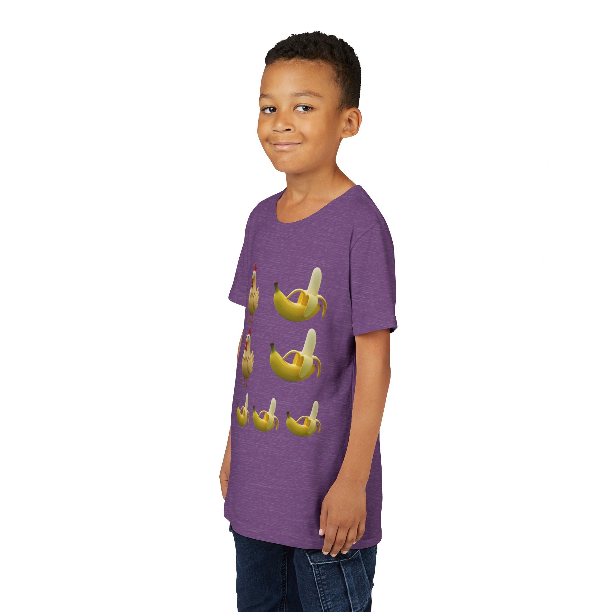 Youth Tee — Funny Chicken and Banana Emoji Pattern Kids T-Shirt