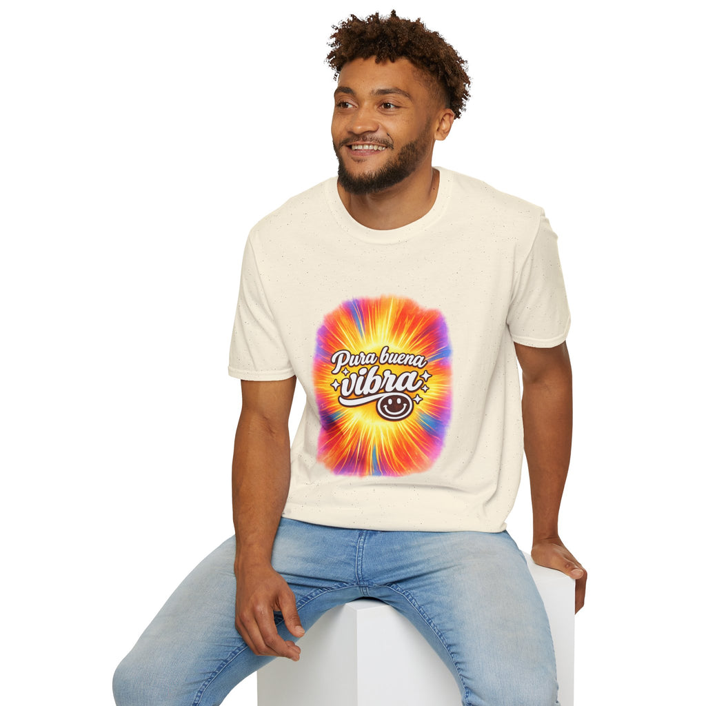 Pura Buena Vibra T-Shirt — Rainbow Tie-Dye Smile Tee