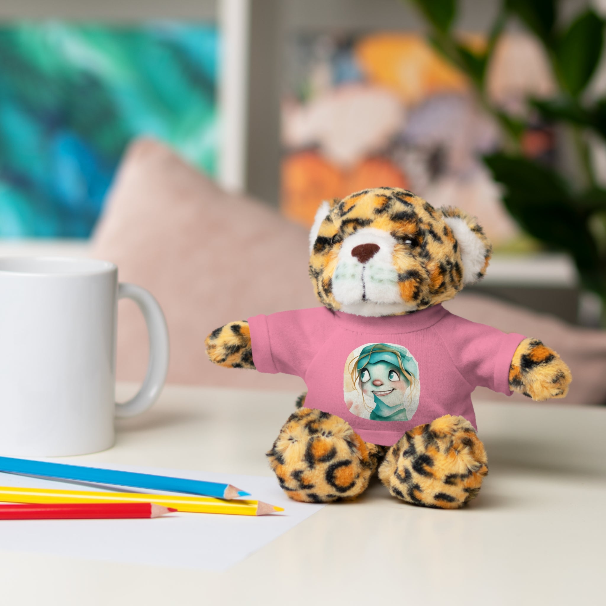 Personalized Plush Bear with Custom Tee — Cute Cartoon Portrait
