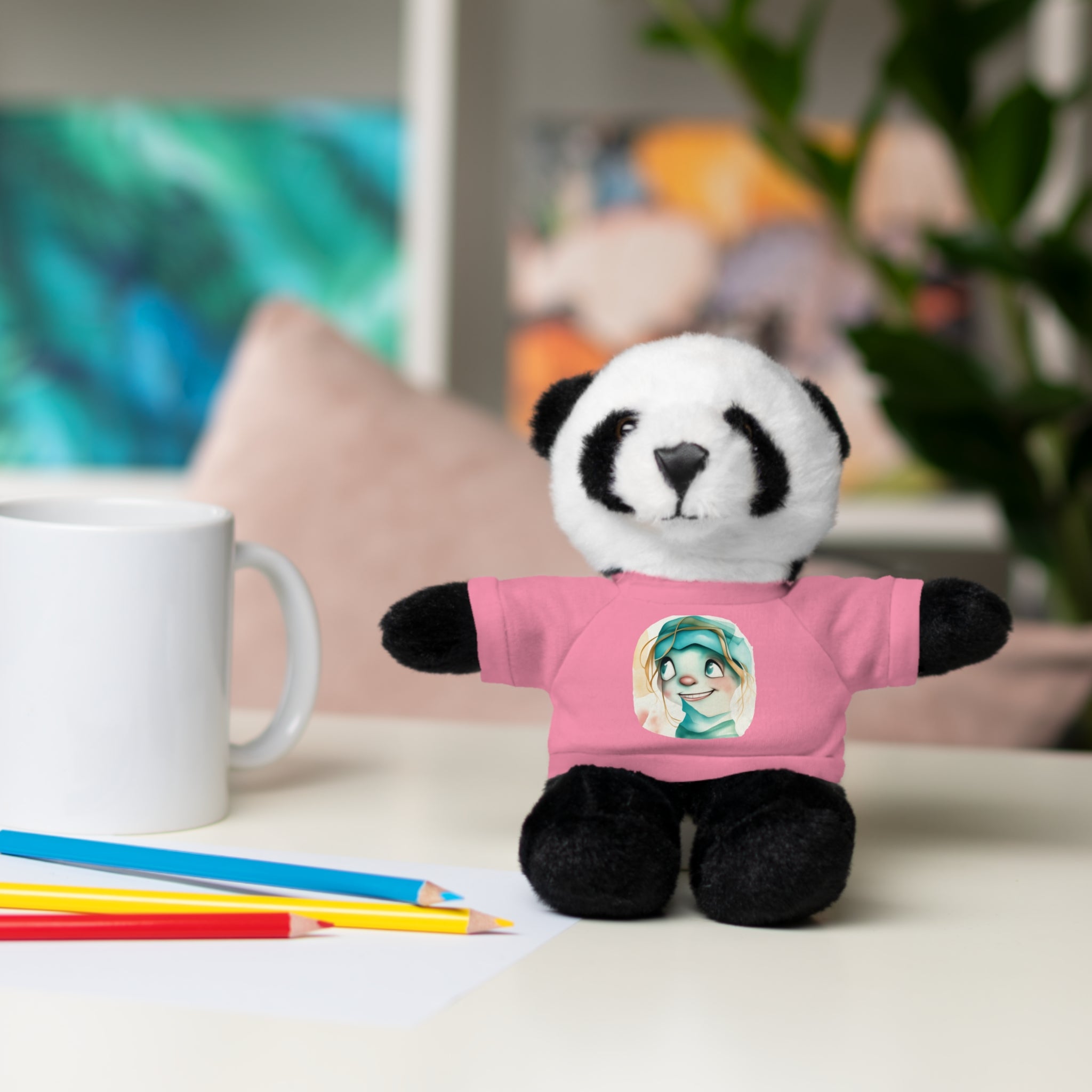 Personalized Plush Bear with Custom Tee — Cute Cartoon Portrait