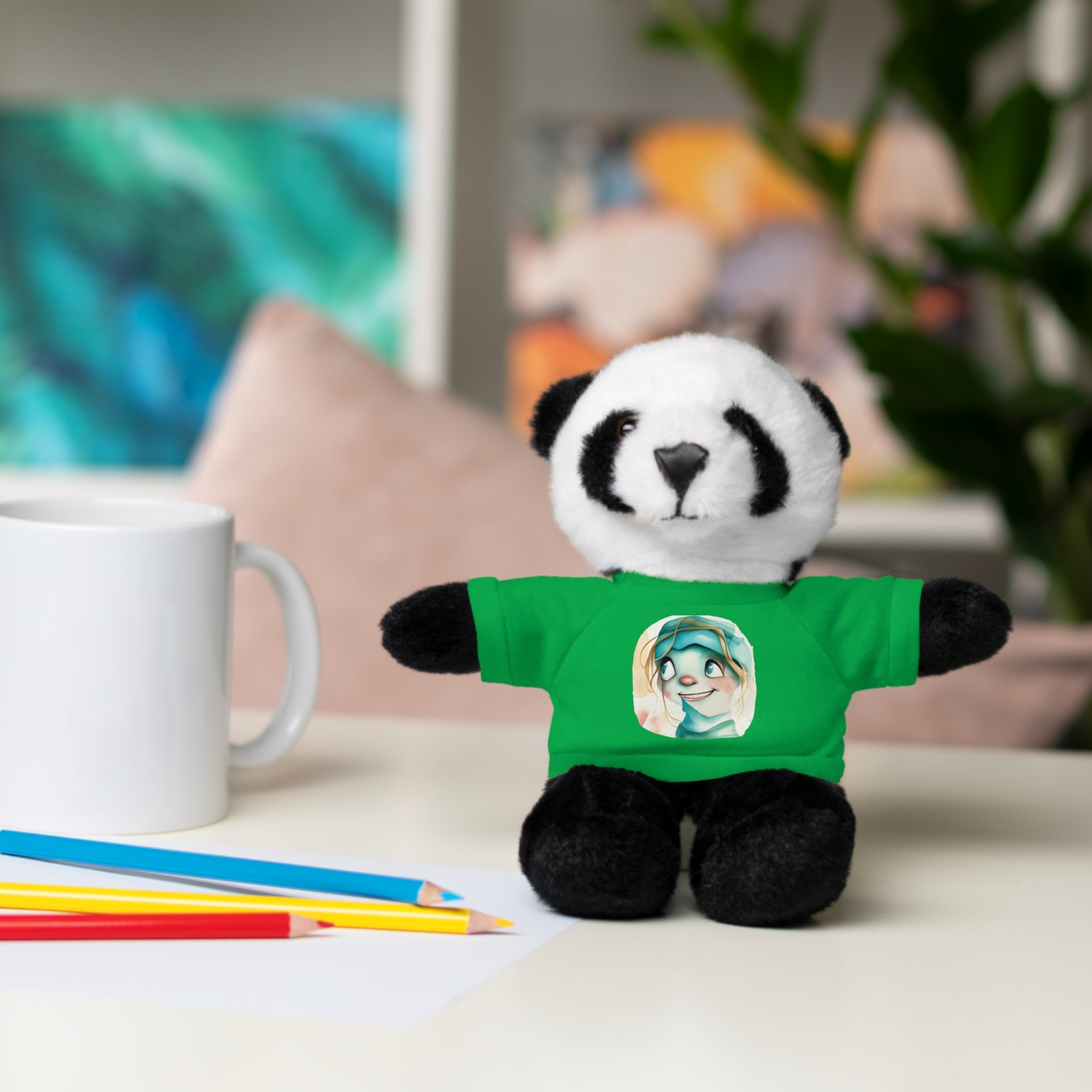 Personalized Plush Bear with Custom Tee — Cute Cartoon Portrait