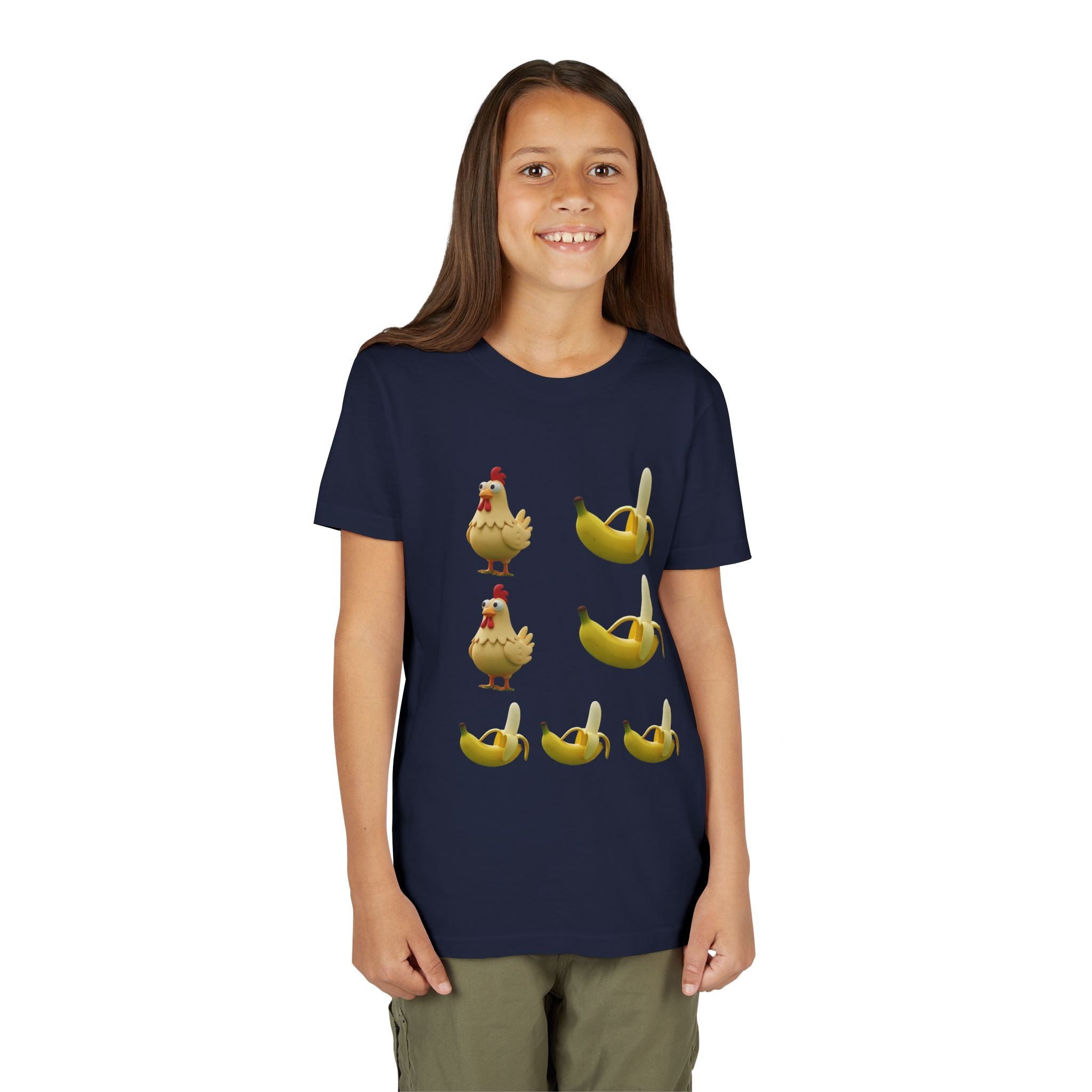 Youth Tee — Funny Chicken and Banana Emoji Pattern Kids T-Shirt