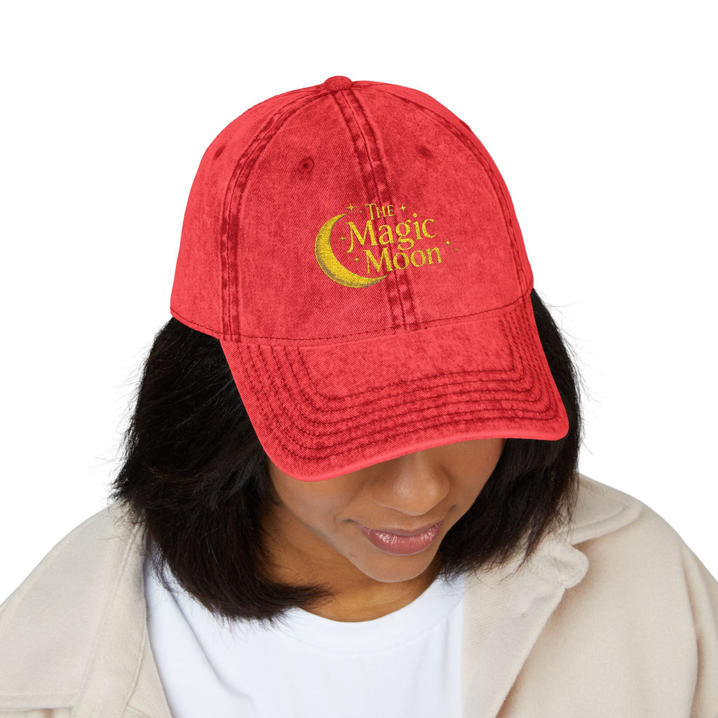 Vintage Embroidered Cap – "The Magic Moon" Distressed Baseball Hat