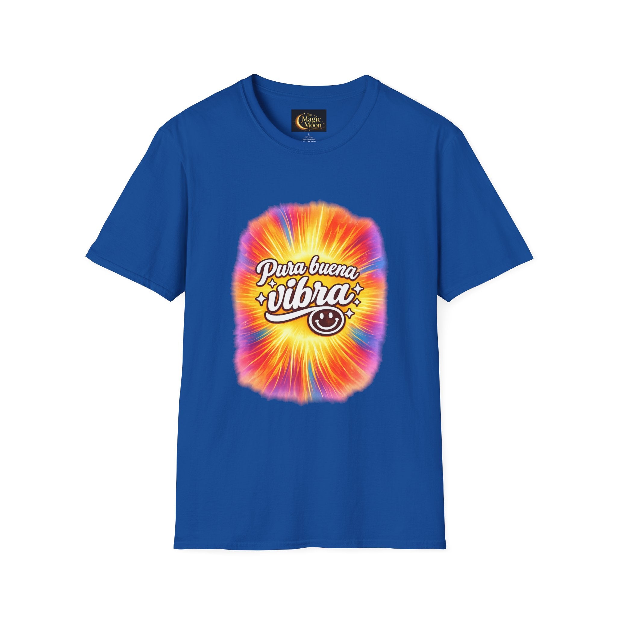 Pura Buena Vibra T-Shirt — Rainbow Tie-Dye Smile Tee