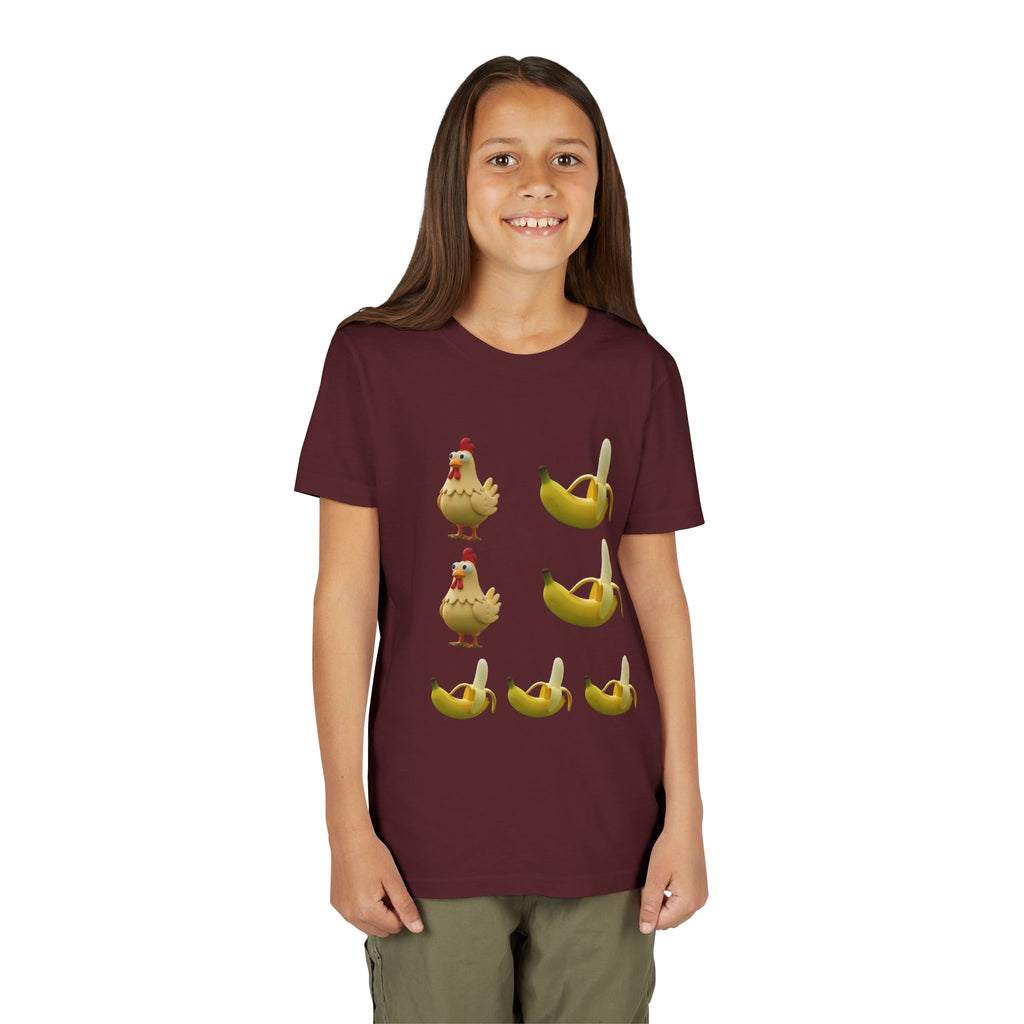 Youth Tee — Funny Chicken and Banana Emoji Pattern Kids T-Shirt