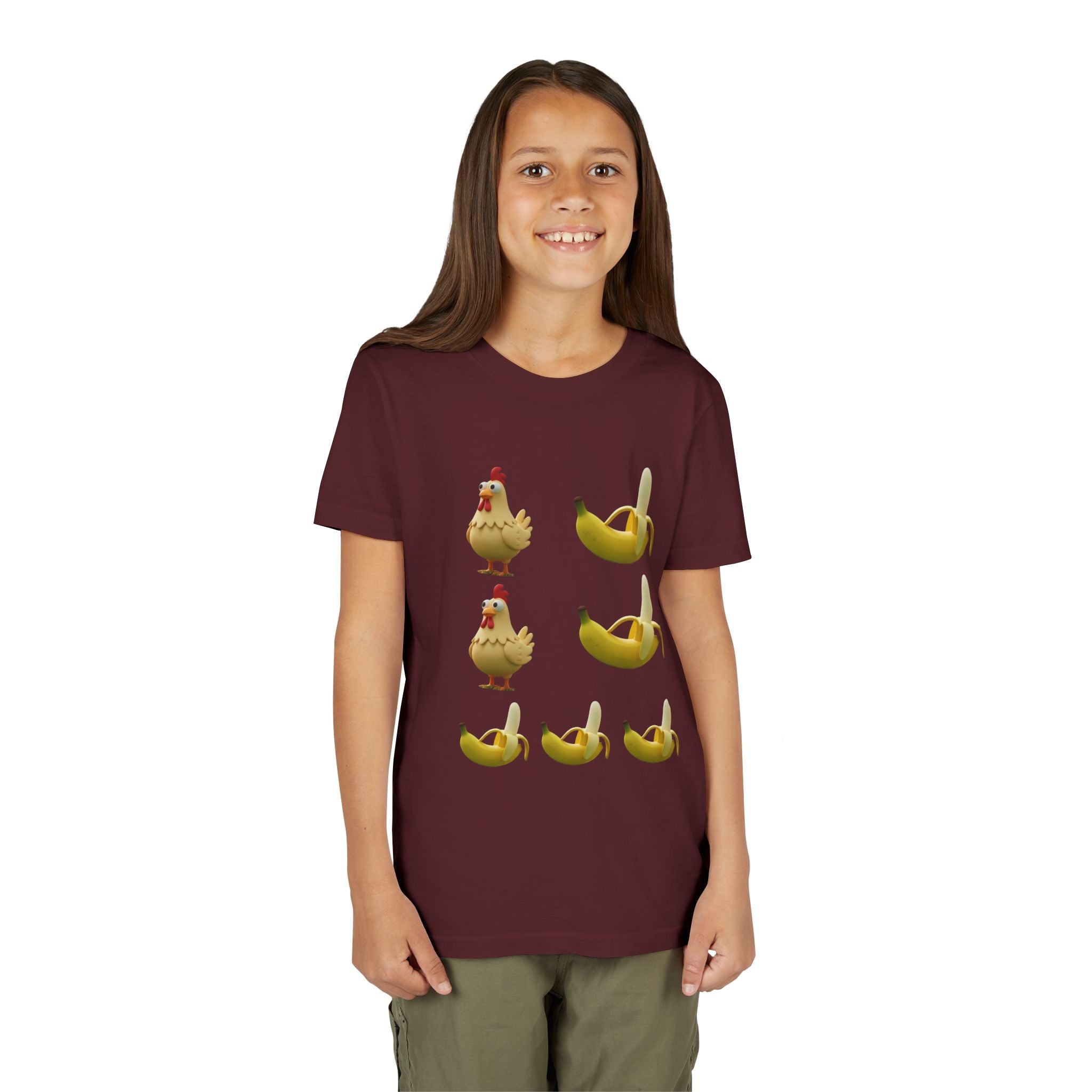 Youth Tee — Funny Chicken and Banana Emoji Pattern Kids T-Shirt