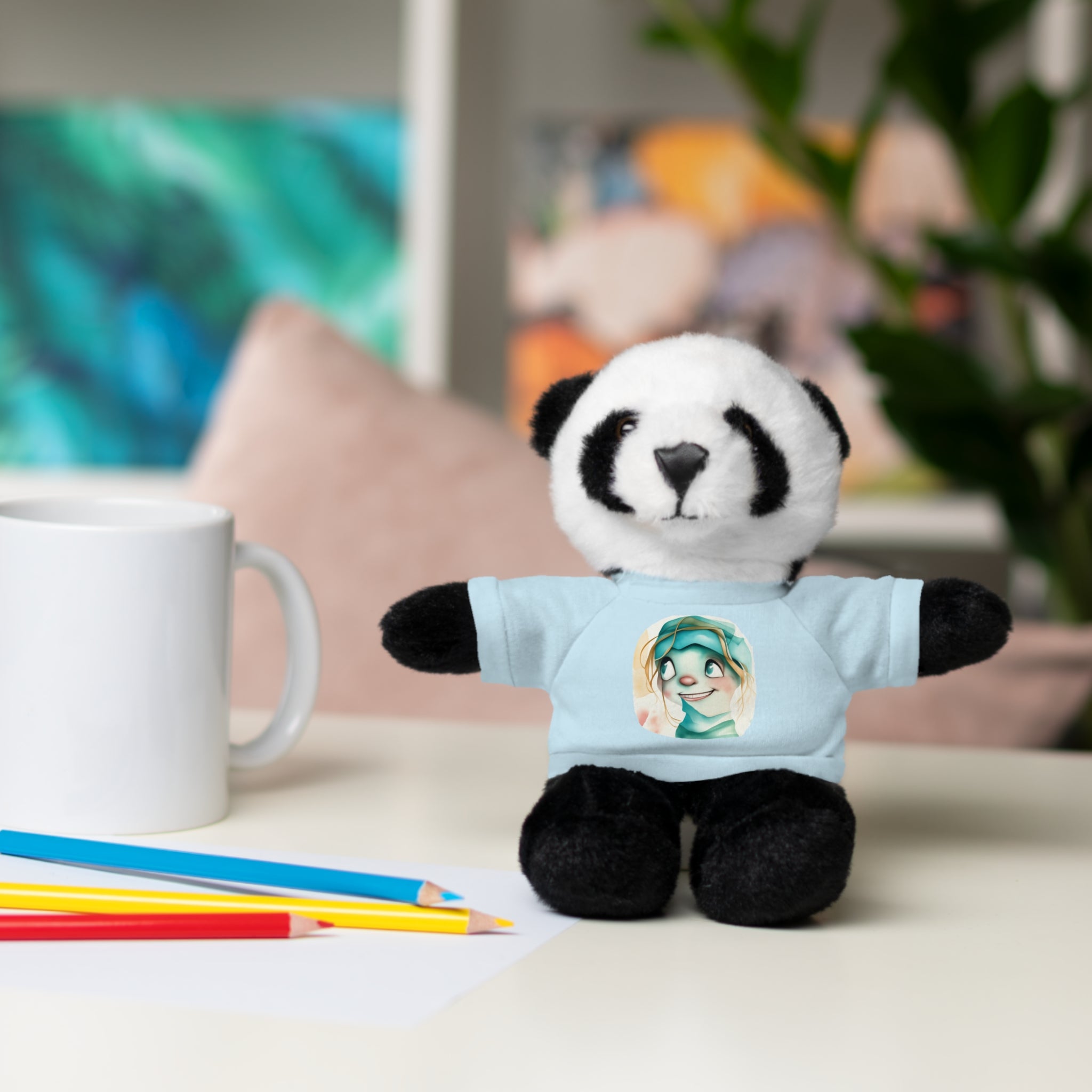 Personalized Plush Bear with Custom Tee — Cute Cartoon Portrait
