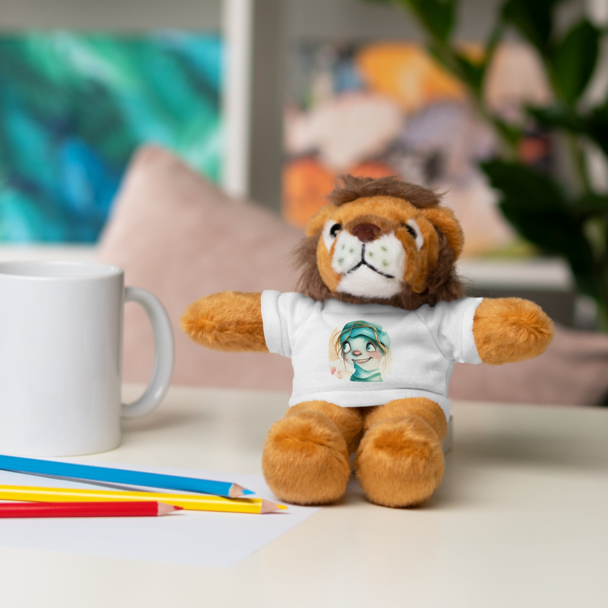 Personalized Plush Bear with Custom Tee — Cute Cartoon Portrait