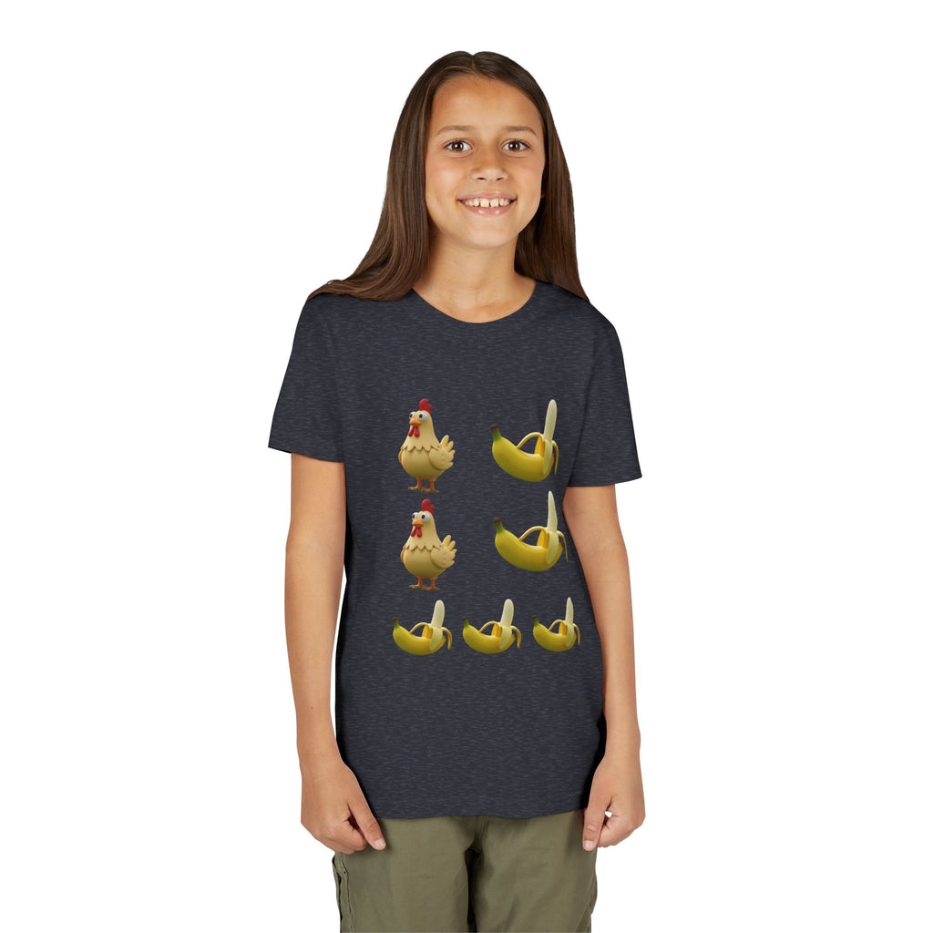 Youth Tee — Funny Chicken and Banana Emoji Pattern Kids T-Shirt