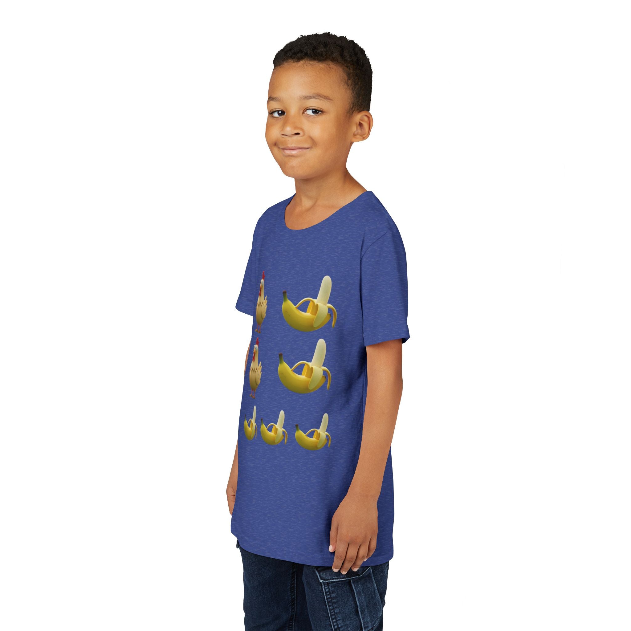 Youth Tee — Funny Chicken and Banana Emoji Pattern Kids T-Shirt