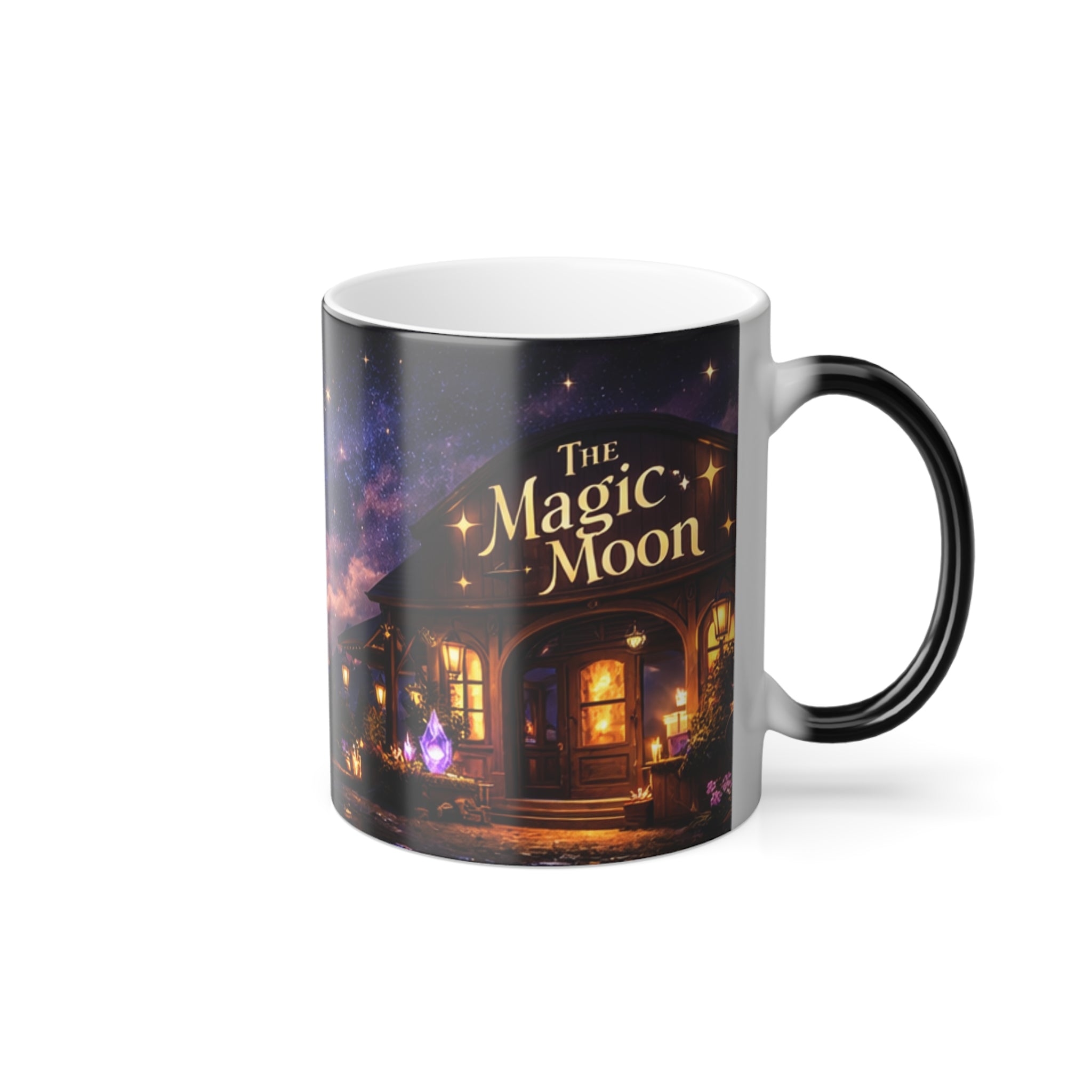 Color Morphing Mug — Magical Moonlit Cottage Nightscape (11 oz)