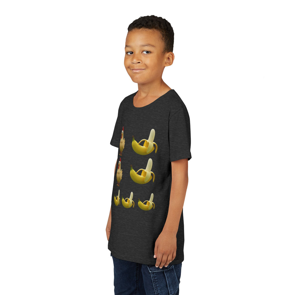 Youth Tee — Funny Chicken and Banana Emoji Pattern Kids T-Shirt