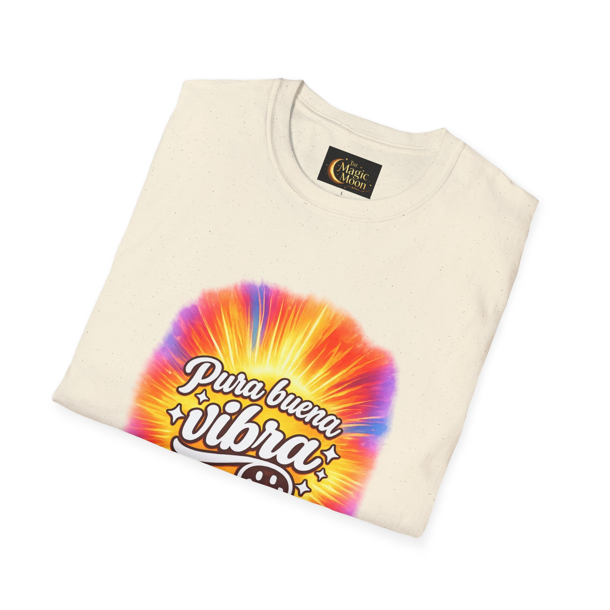 Pura Buena Vibra T-Shirt — Rainbow Tie-Dye Smile Tee