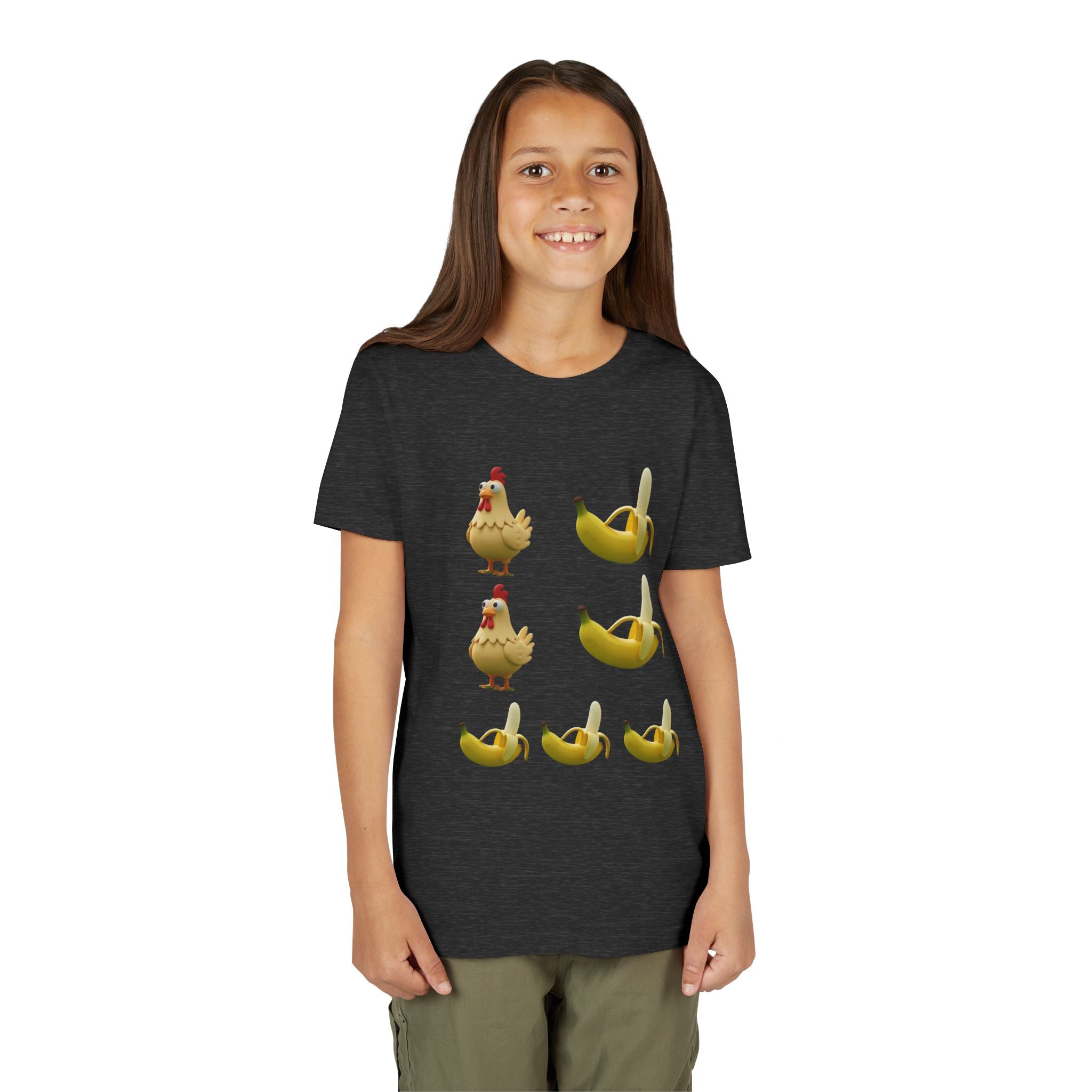 Youth Tee — Funny Chicken and Banana Emoji Pattern Kids T-Shirt