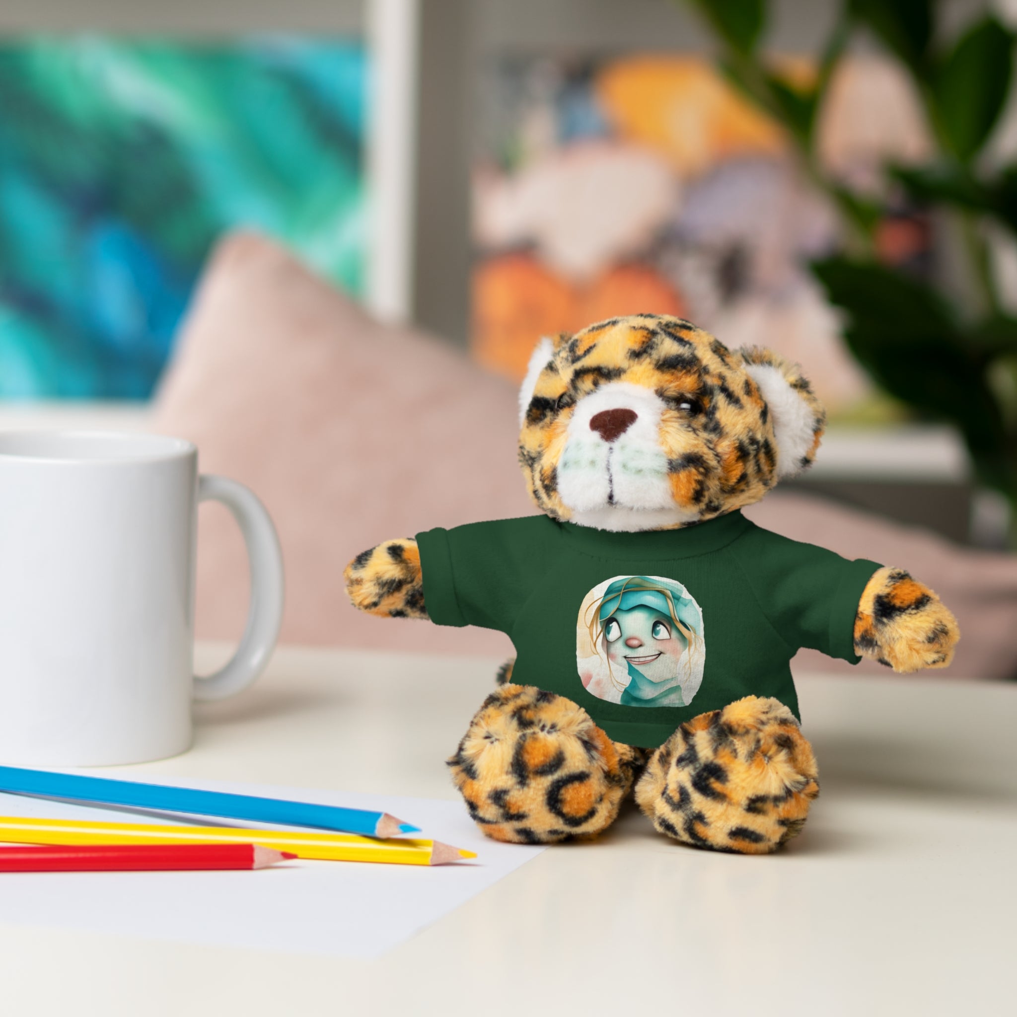 Personalized Plush Bear with Custom Tee — Cute Cartoon Portrait