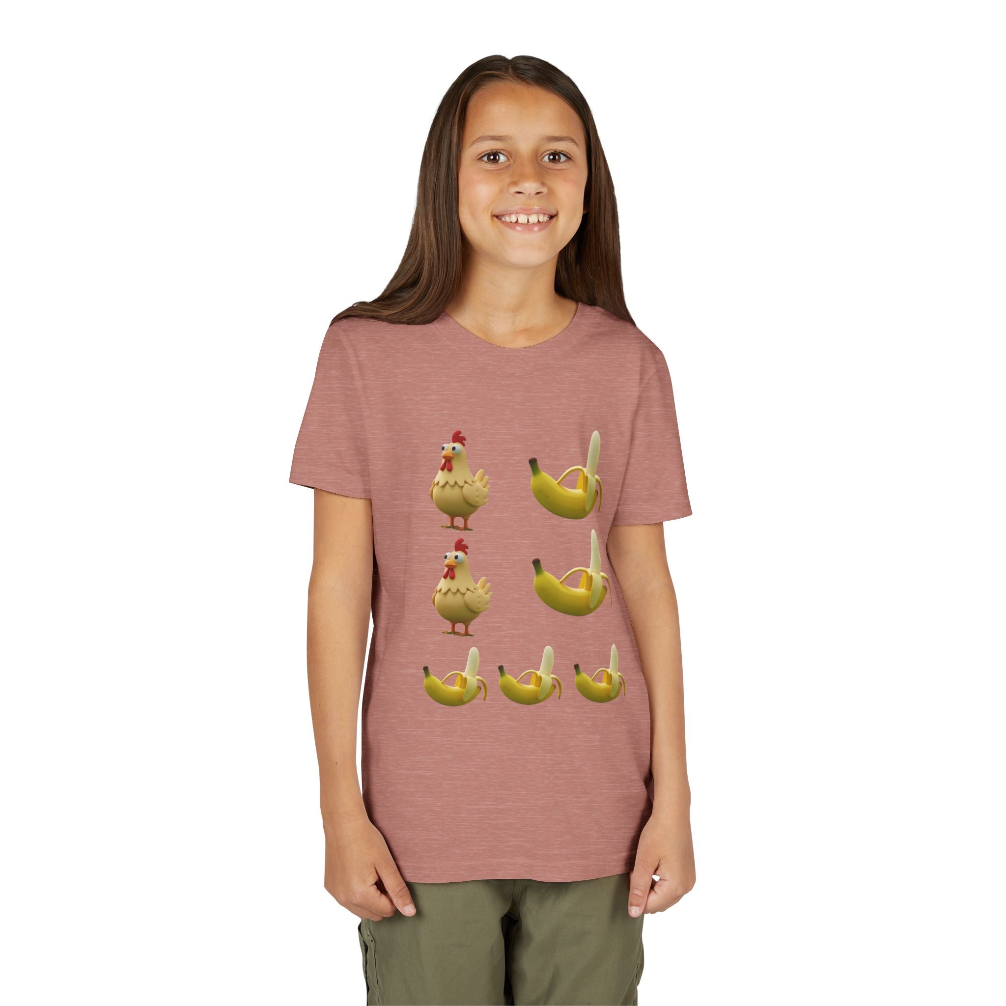 Youth Tee — Funny Chicken and Banana Emoji Pattern Kids T-Shirt