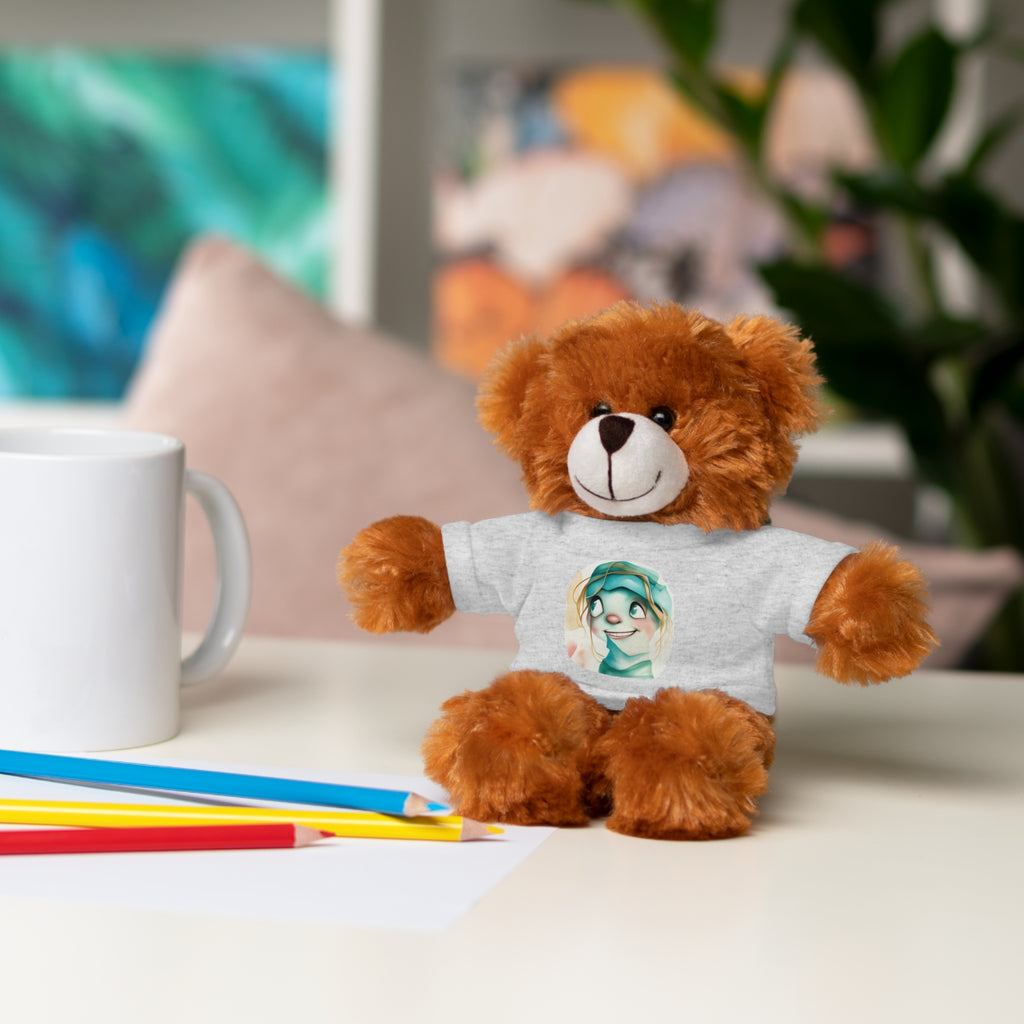 Personalized Plush Bear with Custom Tee — Cute Cartoon Portrait