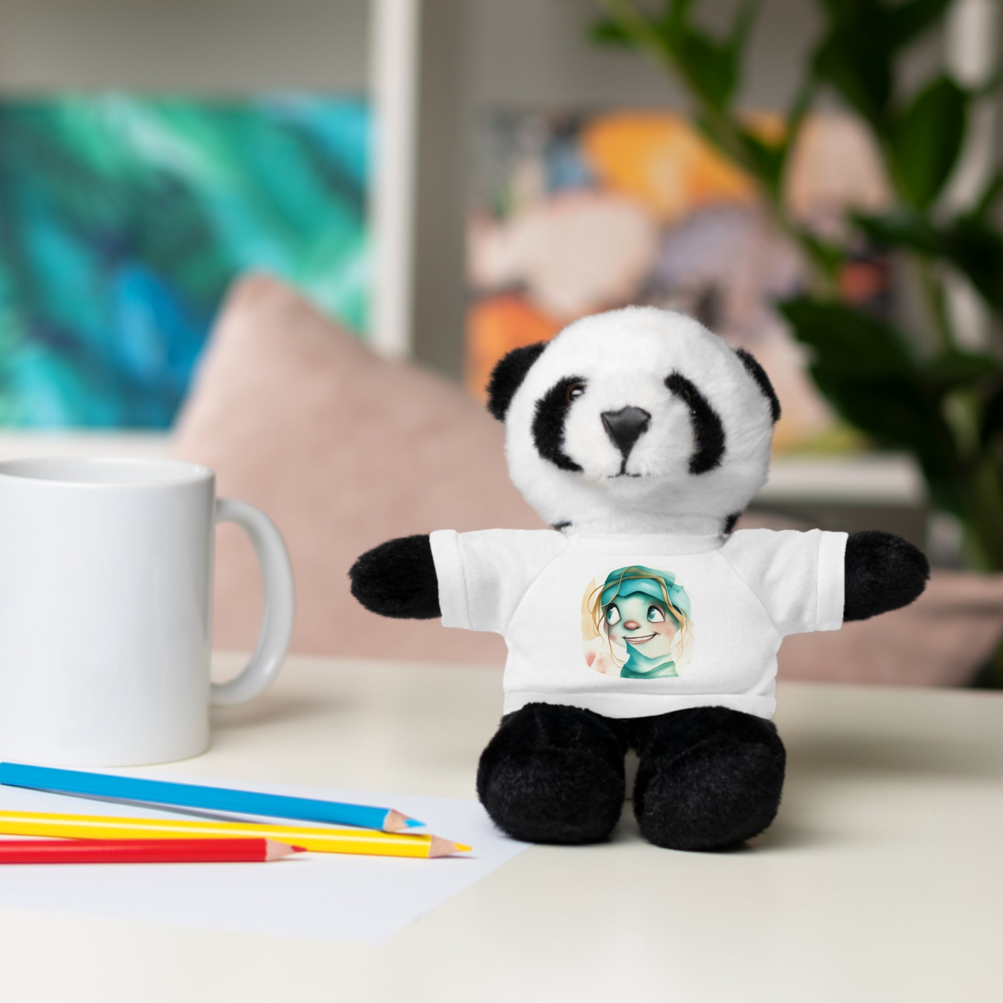Personalized Plush Bear with Custom Tee — Cute Cartoon Portrait