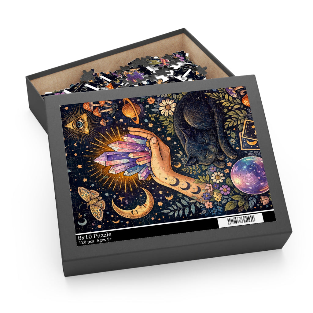 Mystic Crystal & Cat Puzzle — Spiritual 120/252/500-Piece Jigsaw