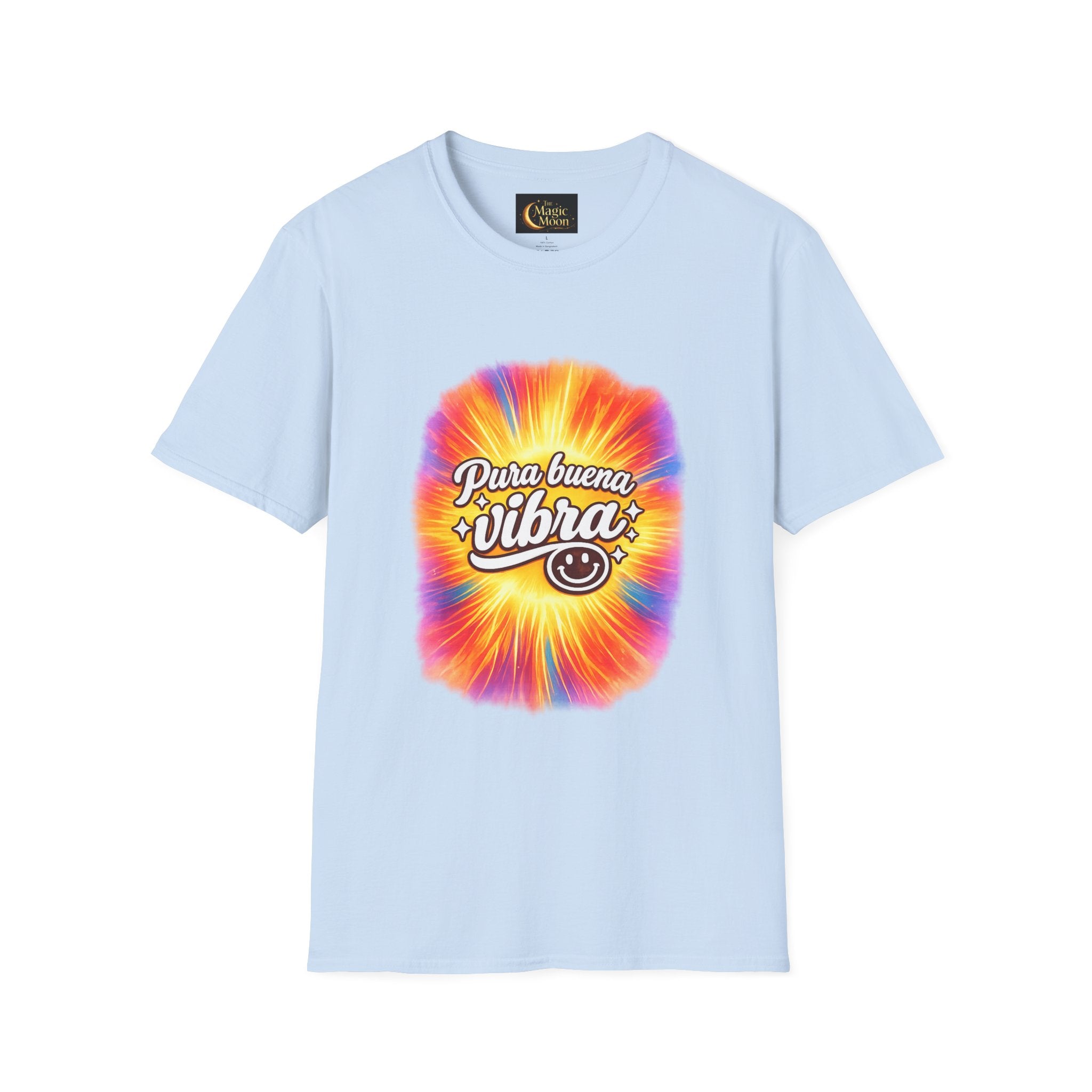 Pura Buena Vibra T-Shirt — Rainbow Tie-Dye Smile Tee