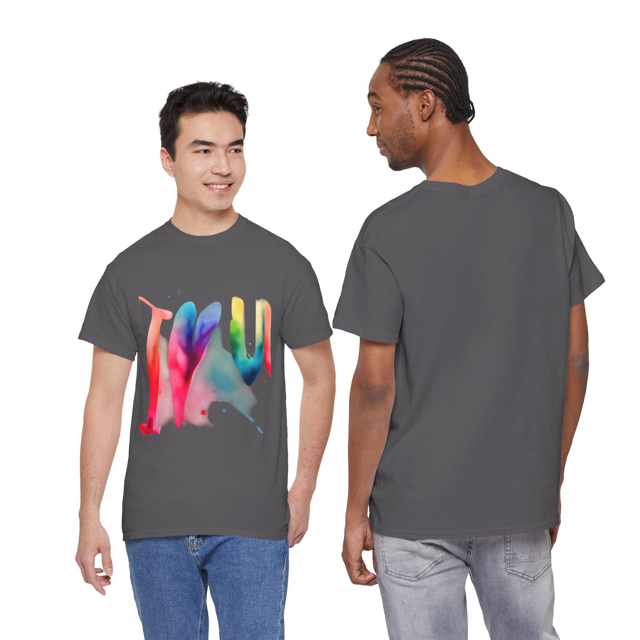 T-Shirt — Watercolor Rainbow Heart Design