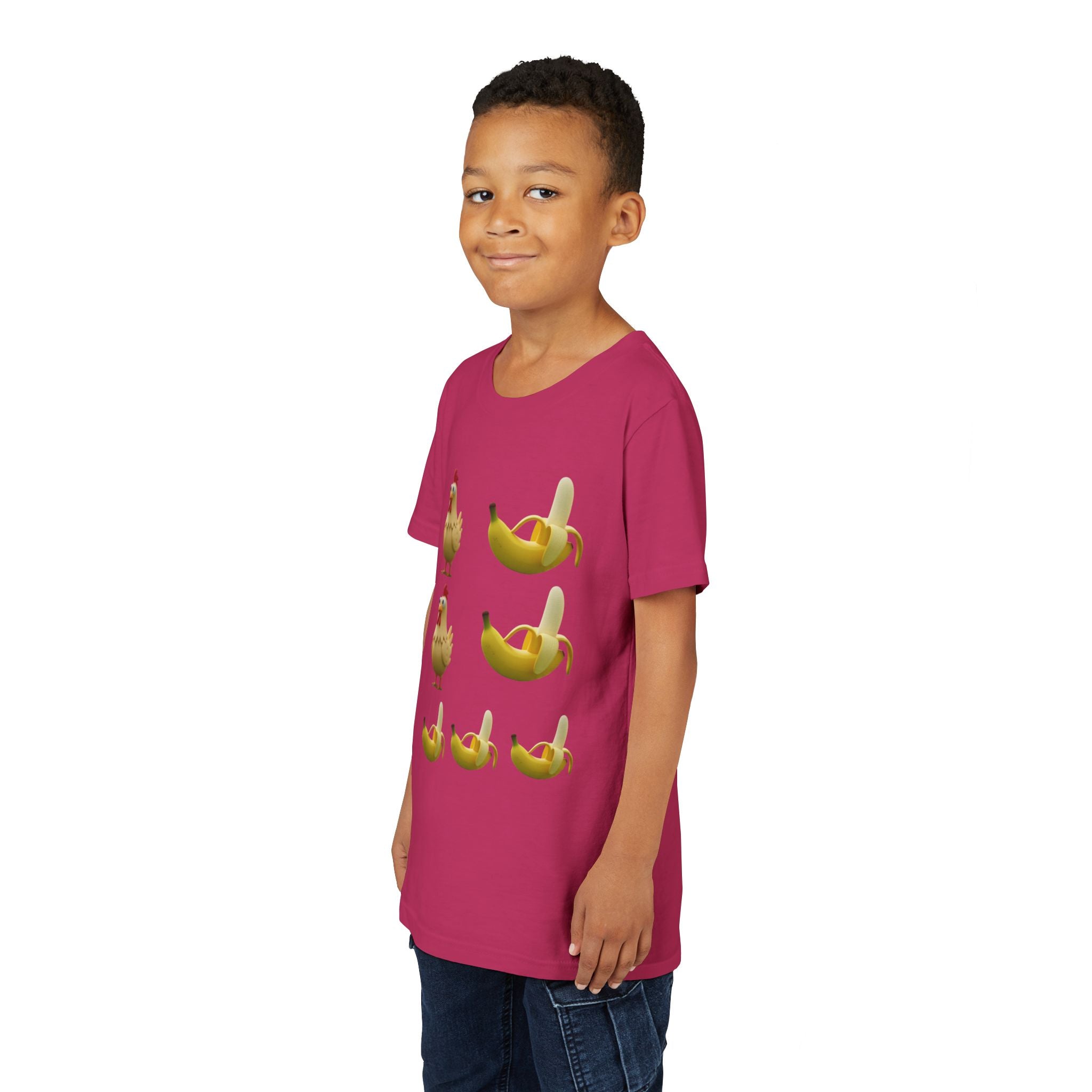 Youth Tee — Funny Chicken and Banana Emoji Pattern Kids T-Shirt