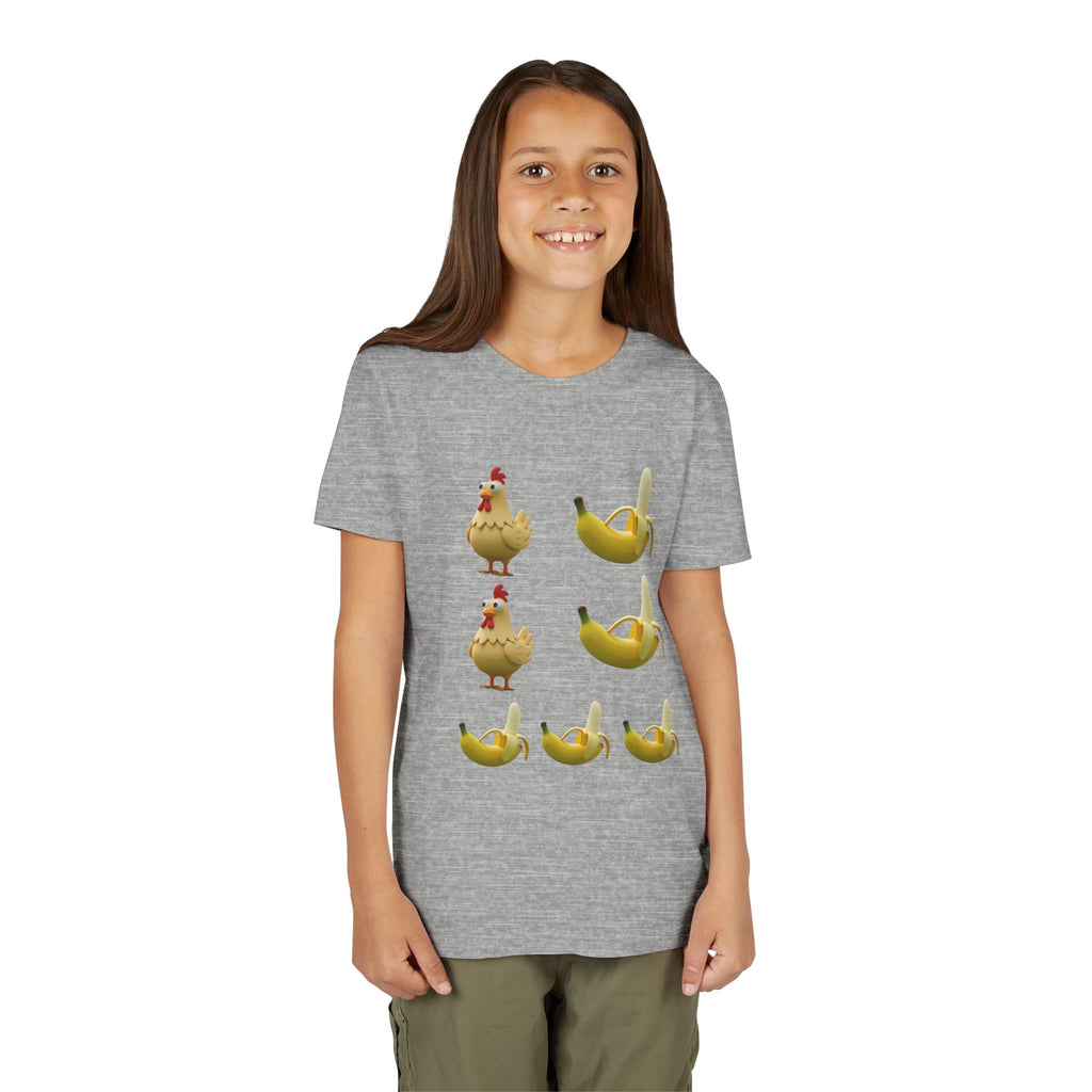 Youth Tee — Funny Chicken and Banana Emoji Pattern Kids T-Shirt