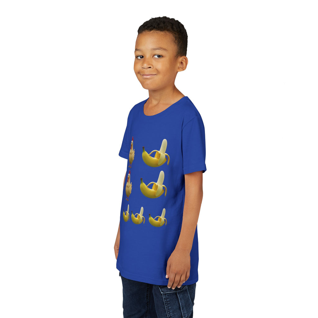 Youth Tee — Funny Chicken and Banana Emoji Pattern Kids T-Shirt
