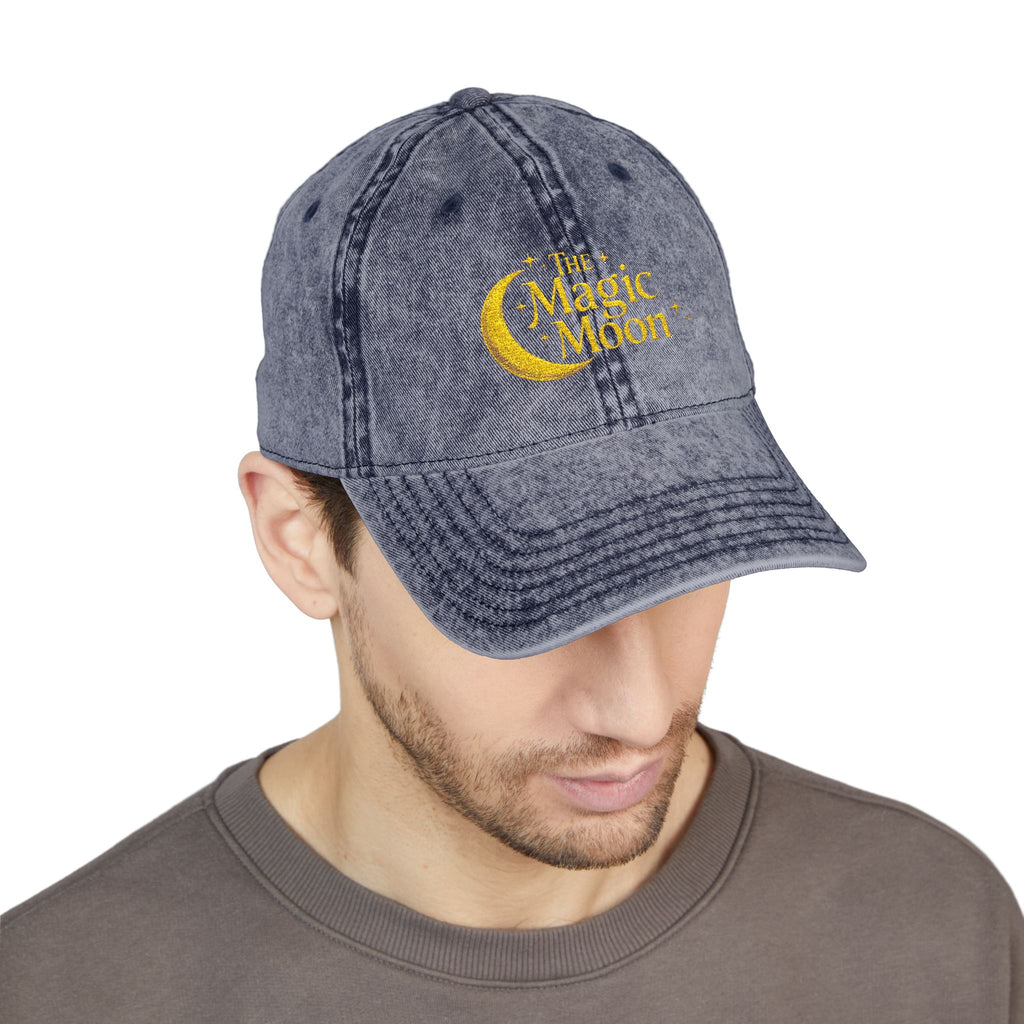 Vintage Embroidered Cap – "The Magic Moon" Distressed Baseball Hat