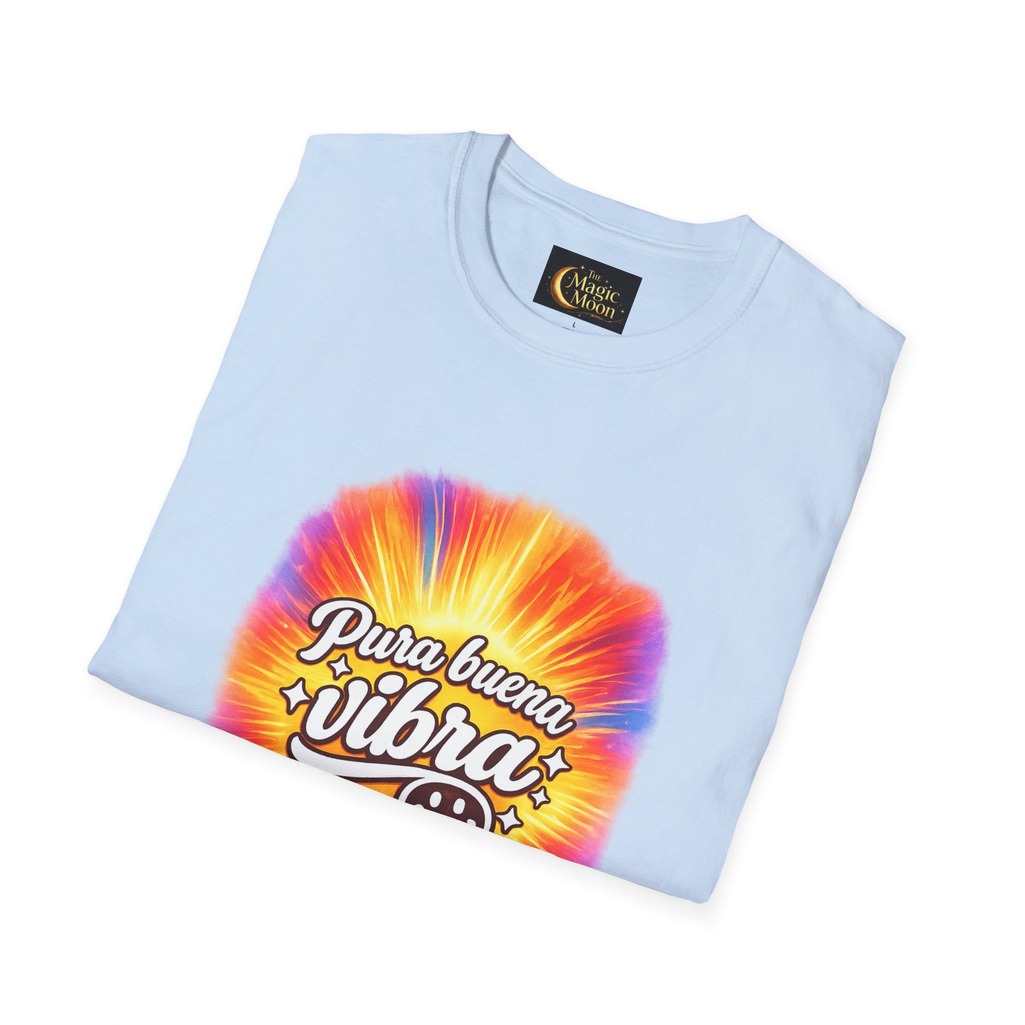 Pura Buena Vibra T-Shirt — Rainbow Tie-Dye Smile Tee