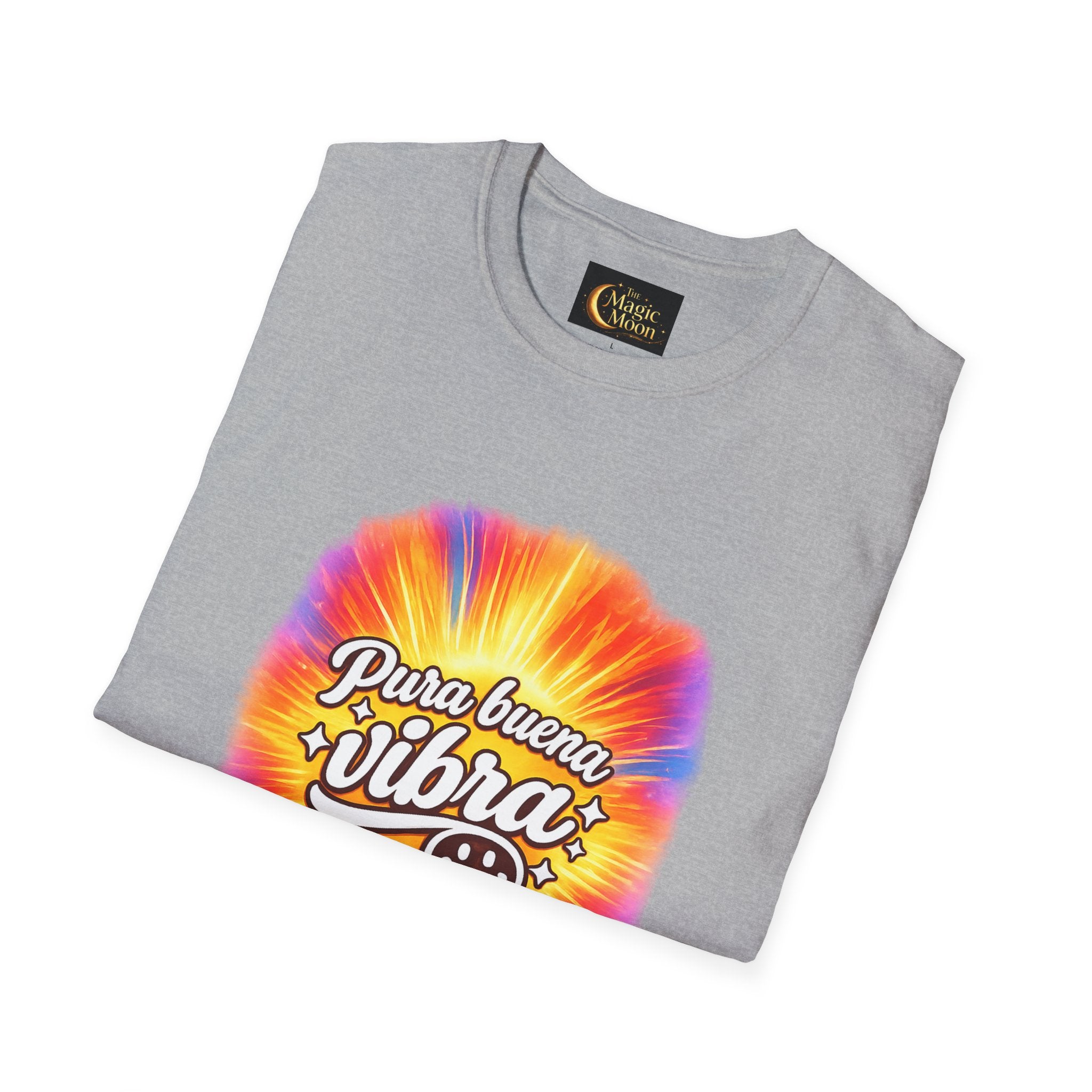 Pura Buena Vibra T-Shirt — Rainbow Tie-Dye Smile Tee
