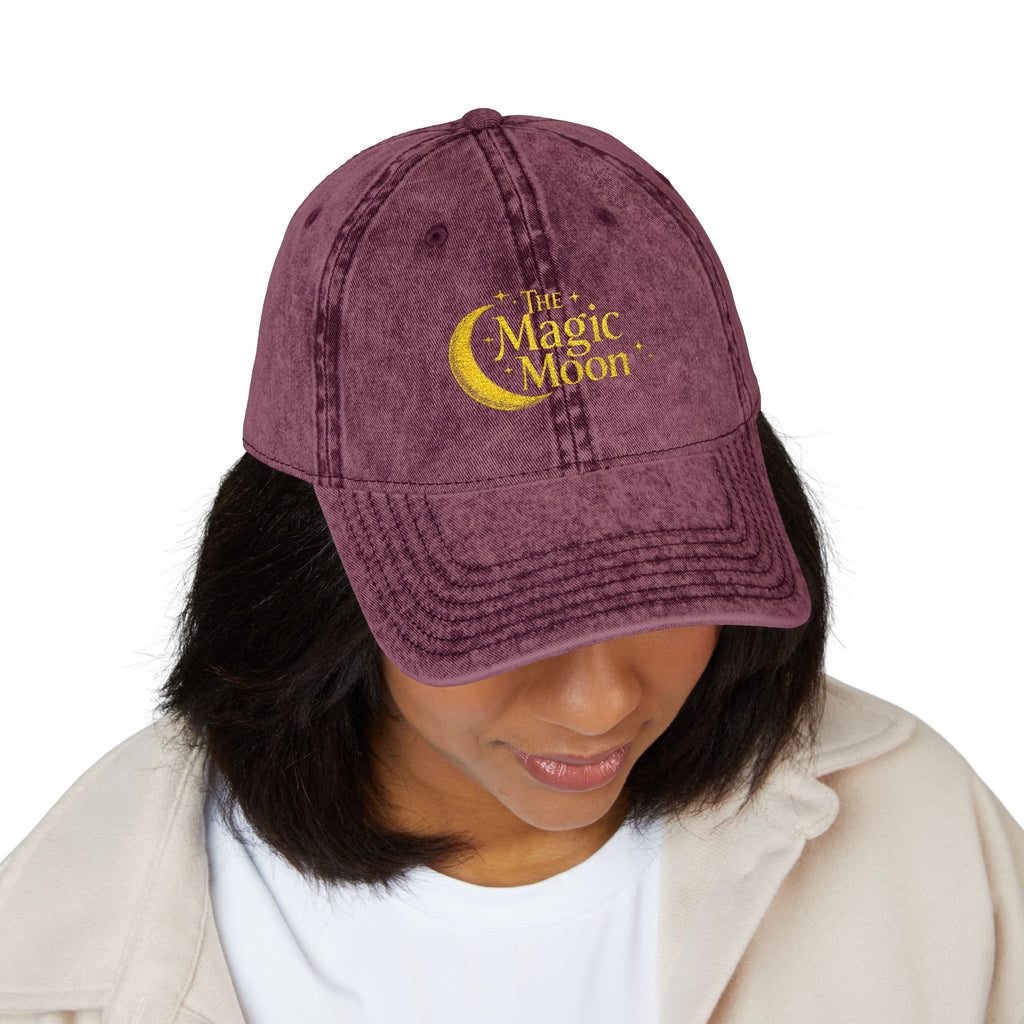 Vintage Embroidered Cap – "The Magic Moon" Distressed Baseball Hat