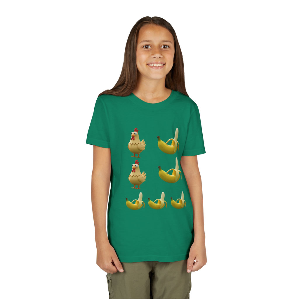 Youth Tee — Funny Chicken and Banana Emoji Pattern Kids T-Shirt