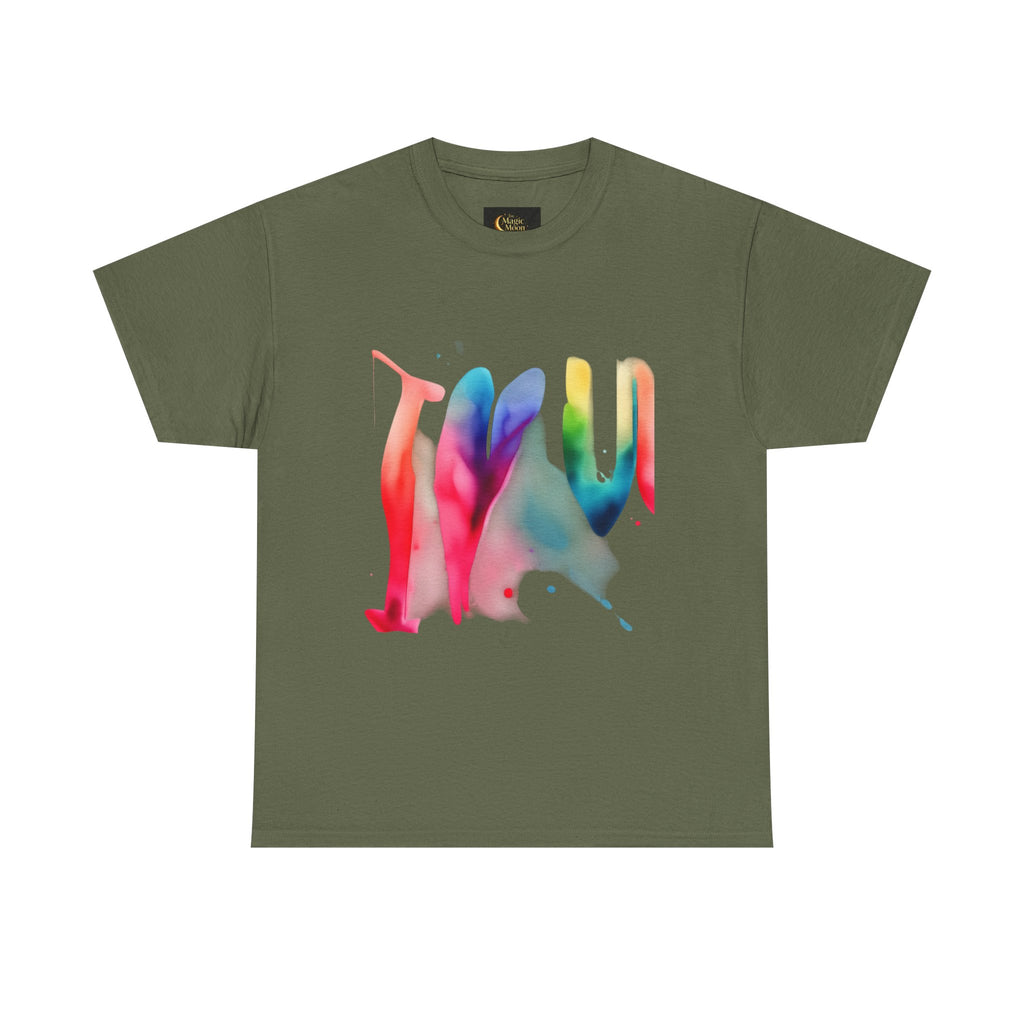 T-Shirt — Watercolor Rainbow Heart Design