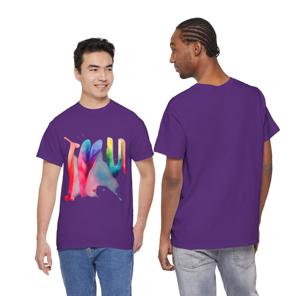 T-Shirt — Watercolor Rainbow Heart Design