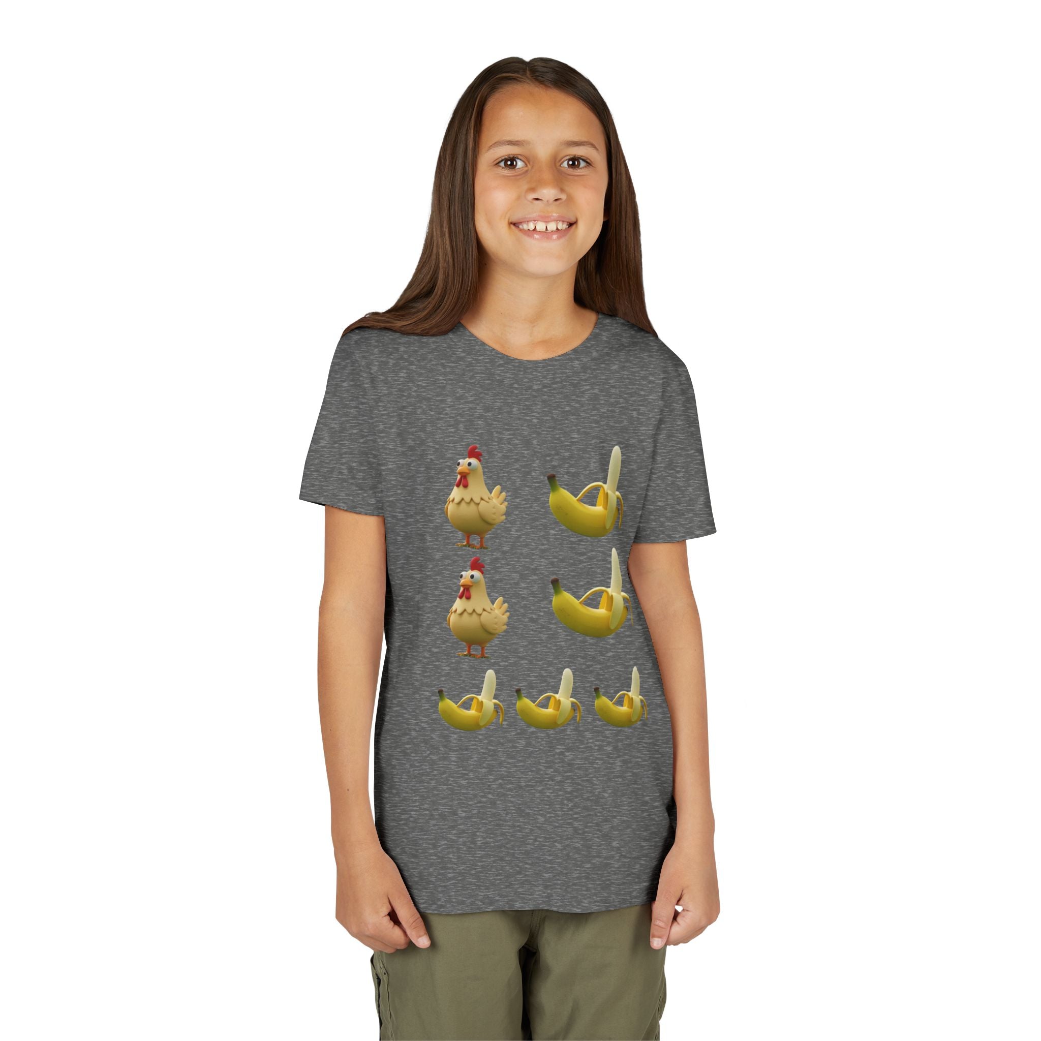 Youth Tee — Funny Chicken and Banana Emoji Pattern Kids T-Shirt
