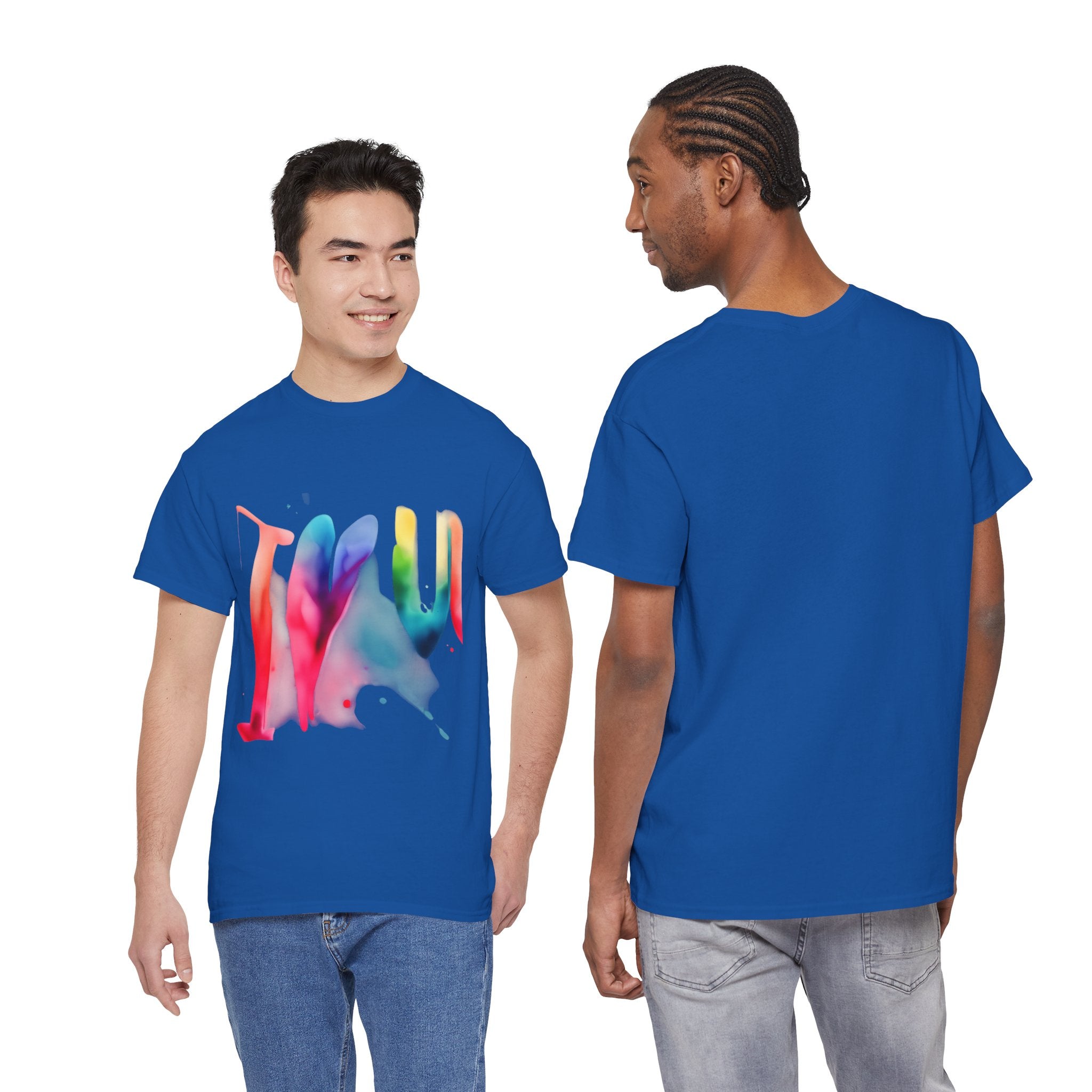 T-Shirt — Watercolor Rainbow Heart Design