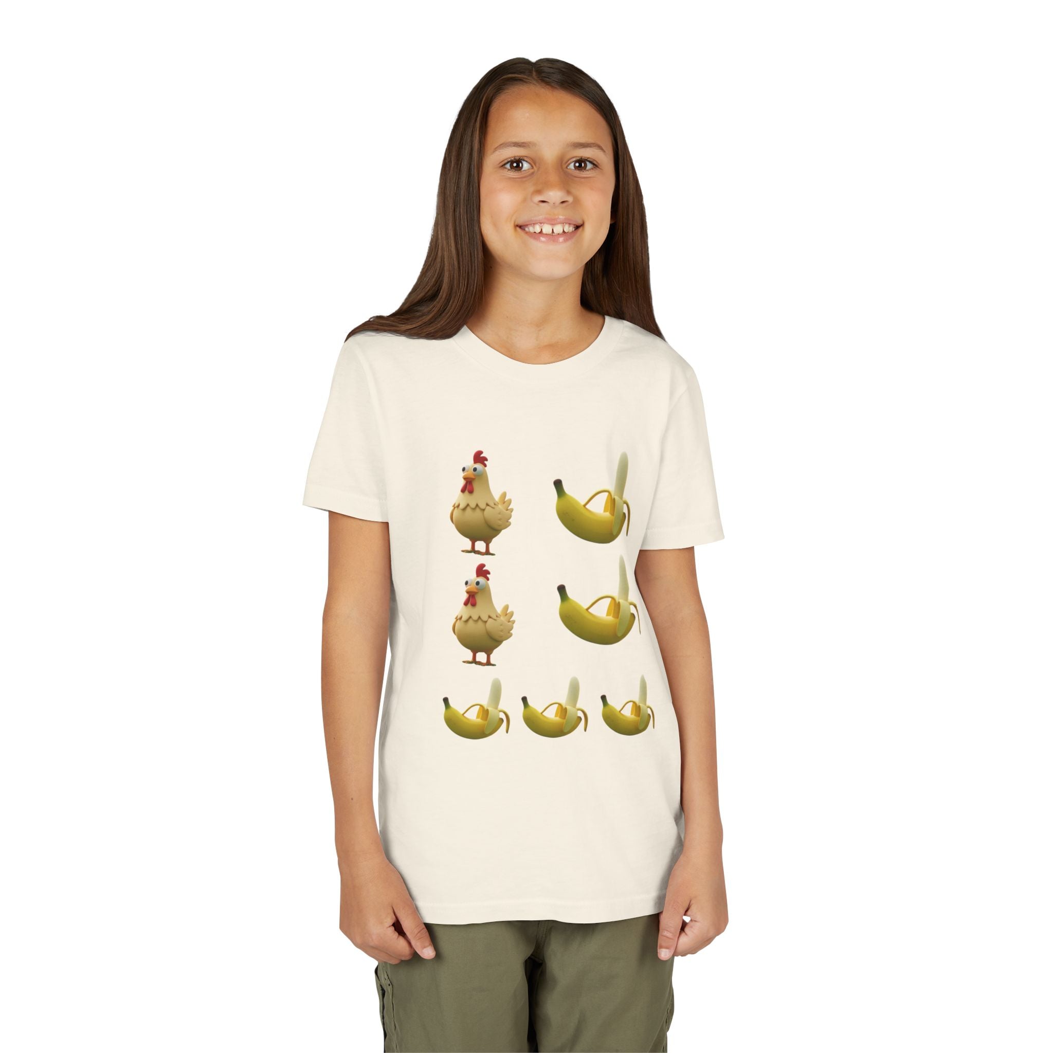 Youth Tee — Funny Chicken and Banana Emoji Pattern Kids T-Shirt