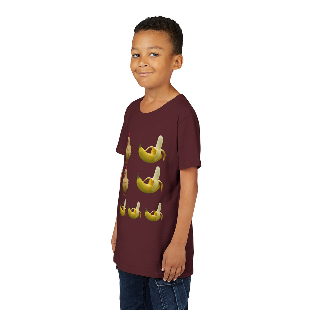 Youth Tee — Funny Chicken and Banana Emoji Pattern Kids T-Shirt
