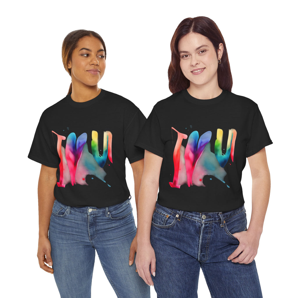 T-Shirt — Watercolor Rainbow Heart Design