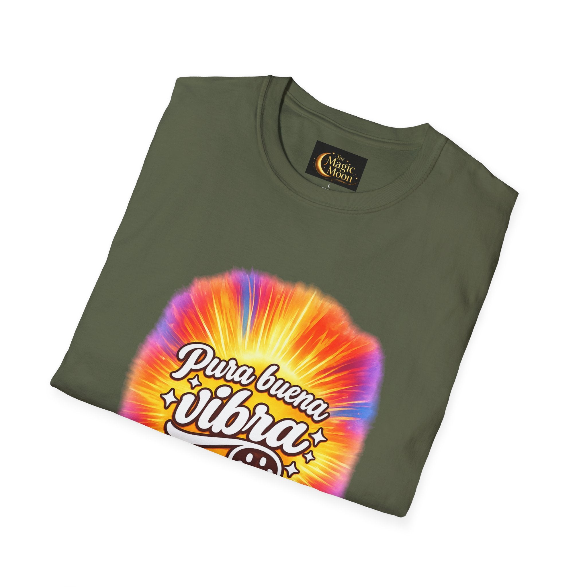 Pura Buena Vibra T-Shirt — Rainbow Tie-Dye Smile Tee