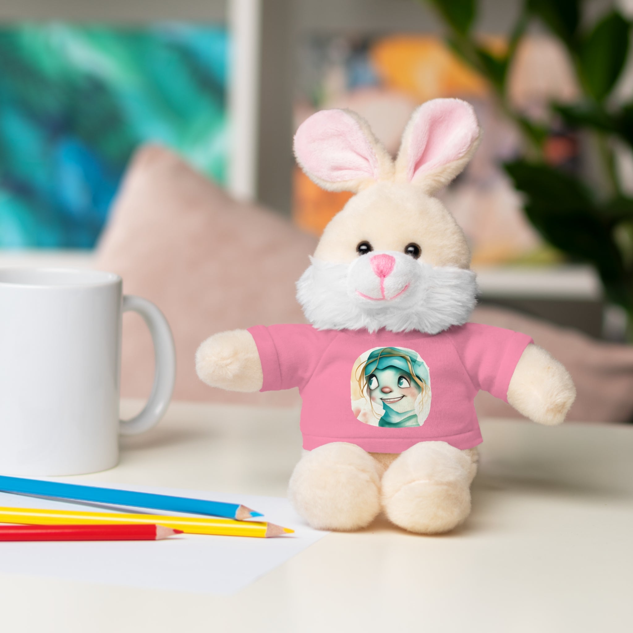 Personalized Plush Bear with Custom Tee — Cute Cartoon Portrait