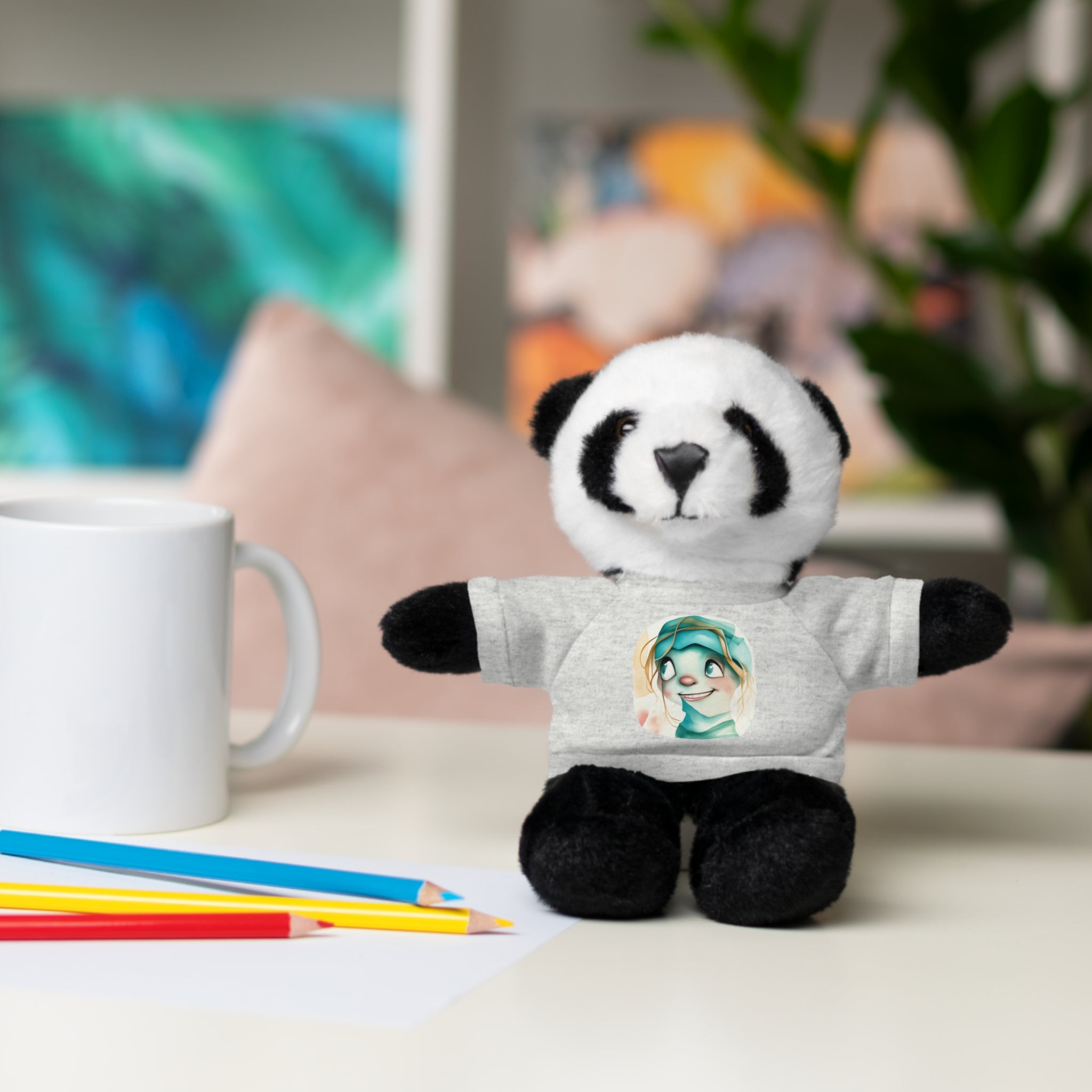 Personalized Plush Bear with Custom Tee — Cute Cartoon Portrait