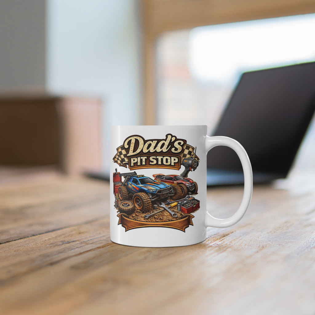 Dad's Pit Stop Mug - 11oz Racing Garage Coffee Cup