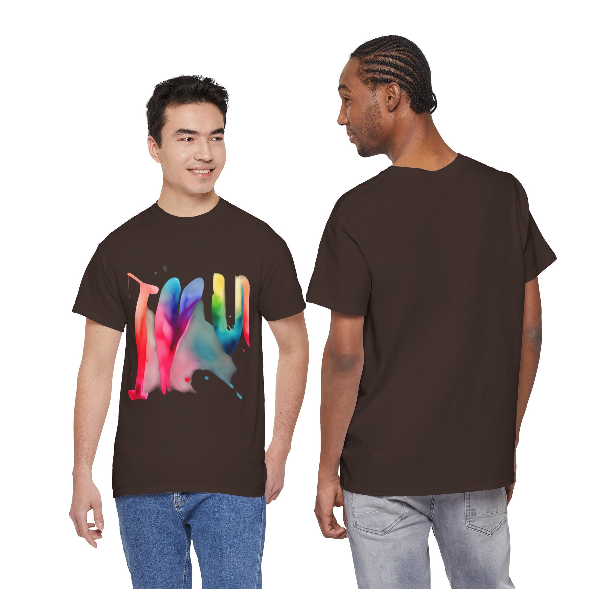 T-Shirt — Watercolor Rainbow Heart Design
